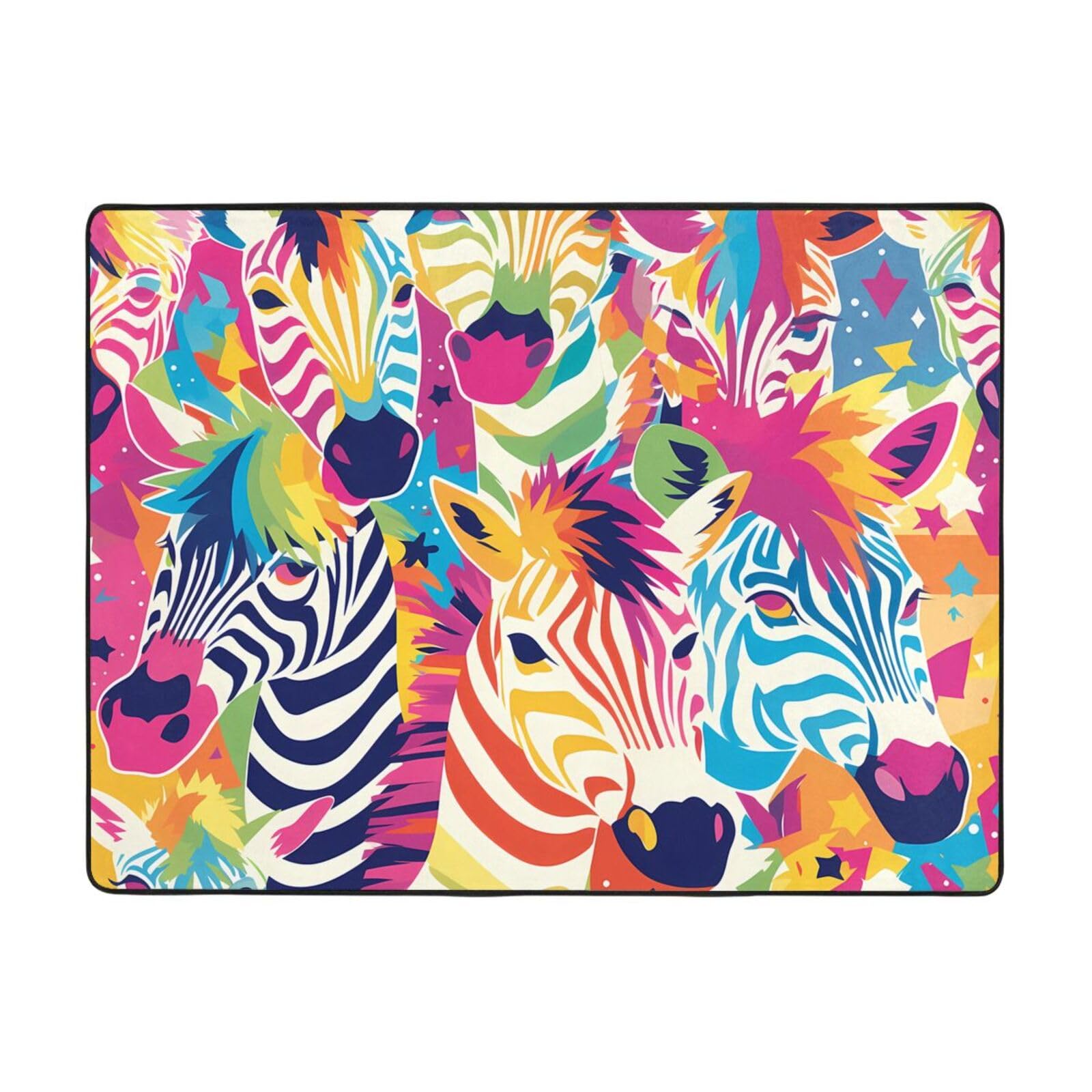 Tapis zèbre arc-en-ciel 160x121 tapis multicolore salon