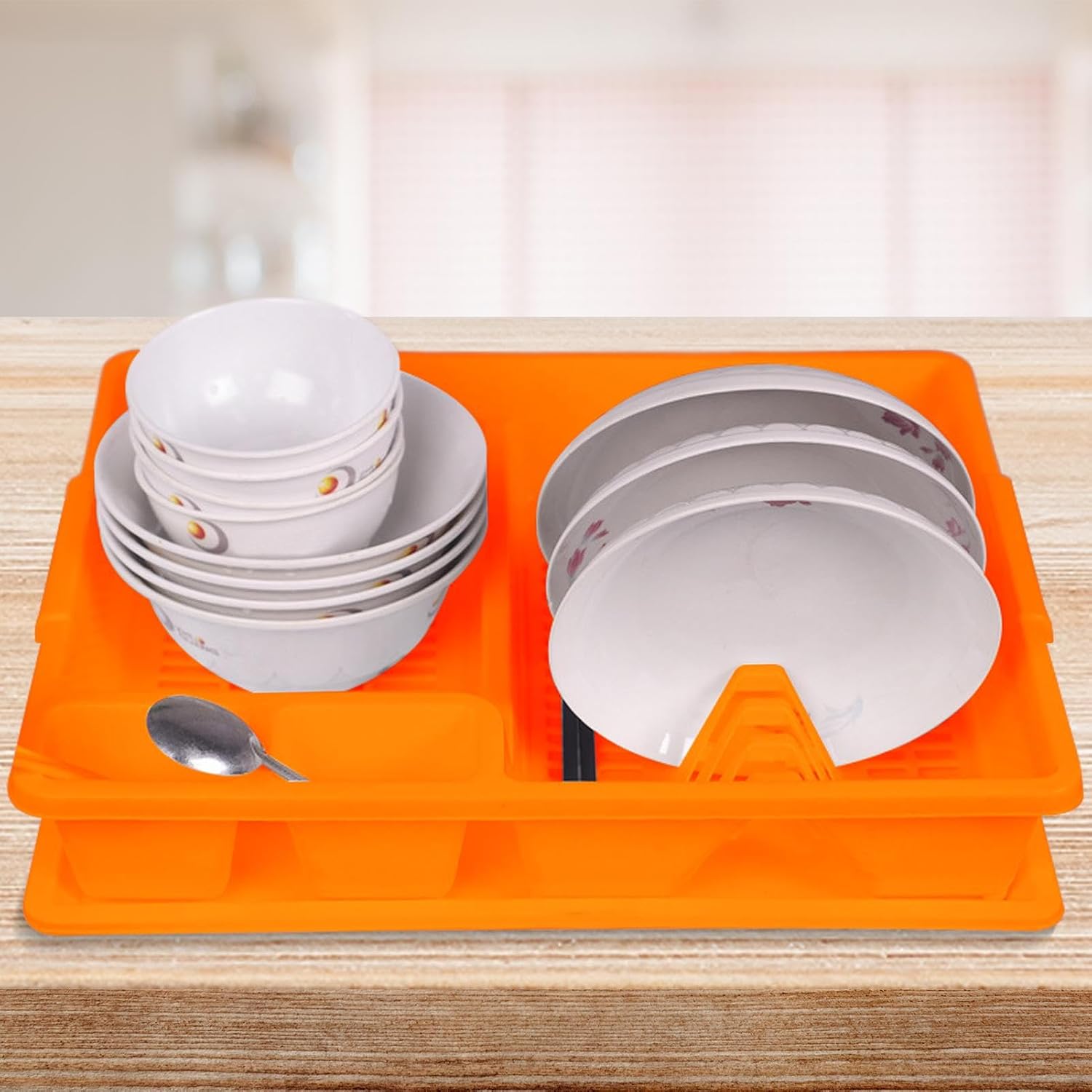 Multifunctional Dish Drainer Rack, Space Saving Plate Drying Organizer, Lightweight Function for Kitchen Countertops, Chopsticks Bowls Plates Spoons Cups Family Cooking Needs