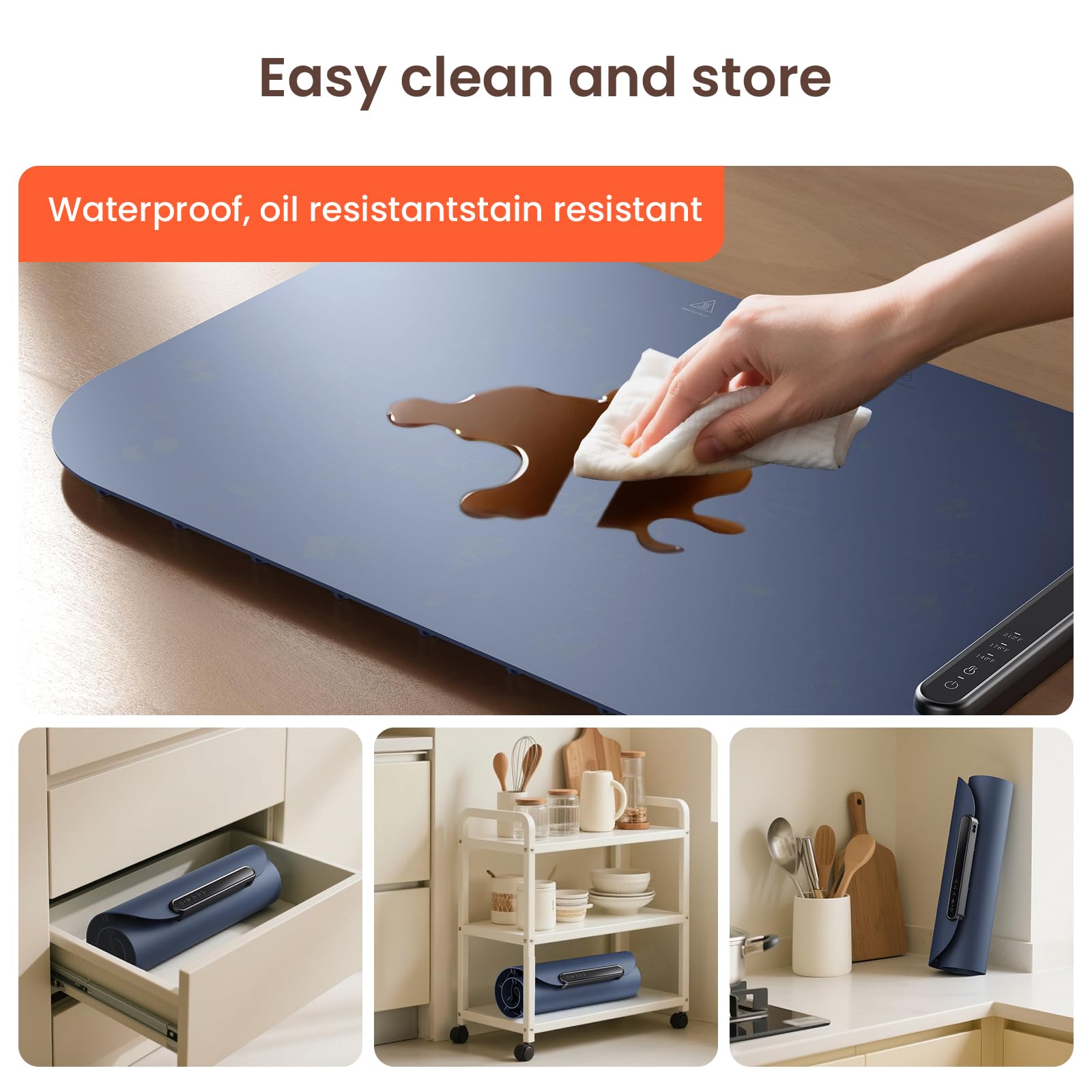 Food Warming Mat Food Warmer Chafing Dishes Roll Up Silicone Food Warmers 3 Heat Settings Easy Clean&Storage Large Warming Tray Portable Food Warm pad For Home Buffets Party Thanksgiving