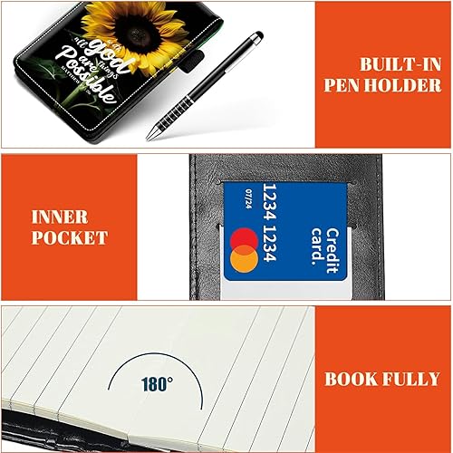 Miniatura 5 de Juego de 4 soportes para bloc de notas de tamaño de bolsillo, de piel sintética, mini bloc de notas con 2 bloc de notas pequeños y lápiz capacitivo,