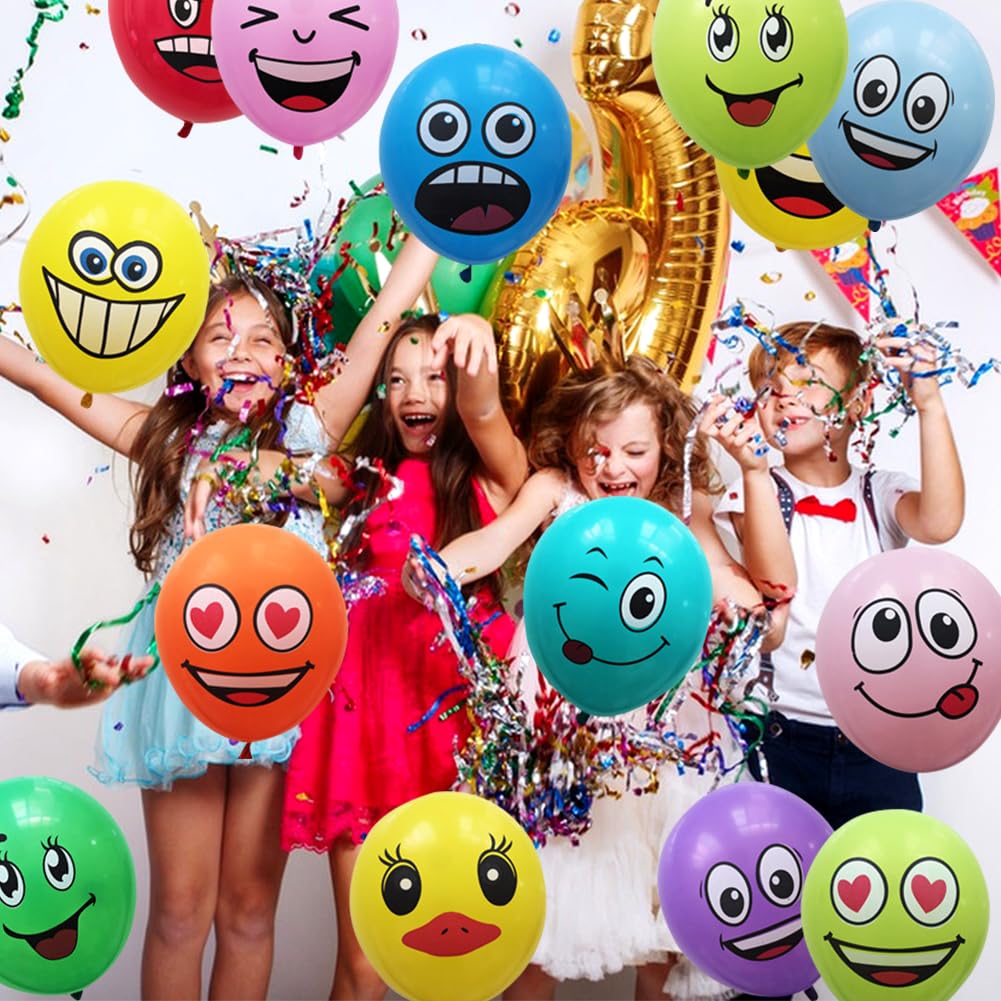 MACAENA 12 Pcs Smile Balloons,18 Inch Smiley Face Balloons,Birthday Party Balloons - View #6