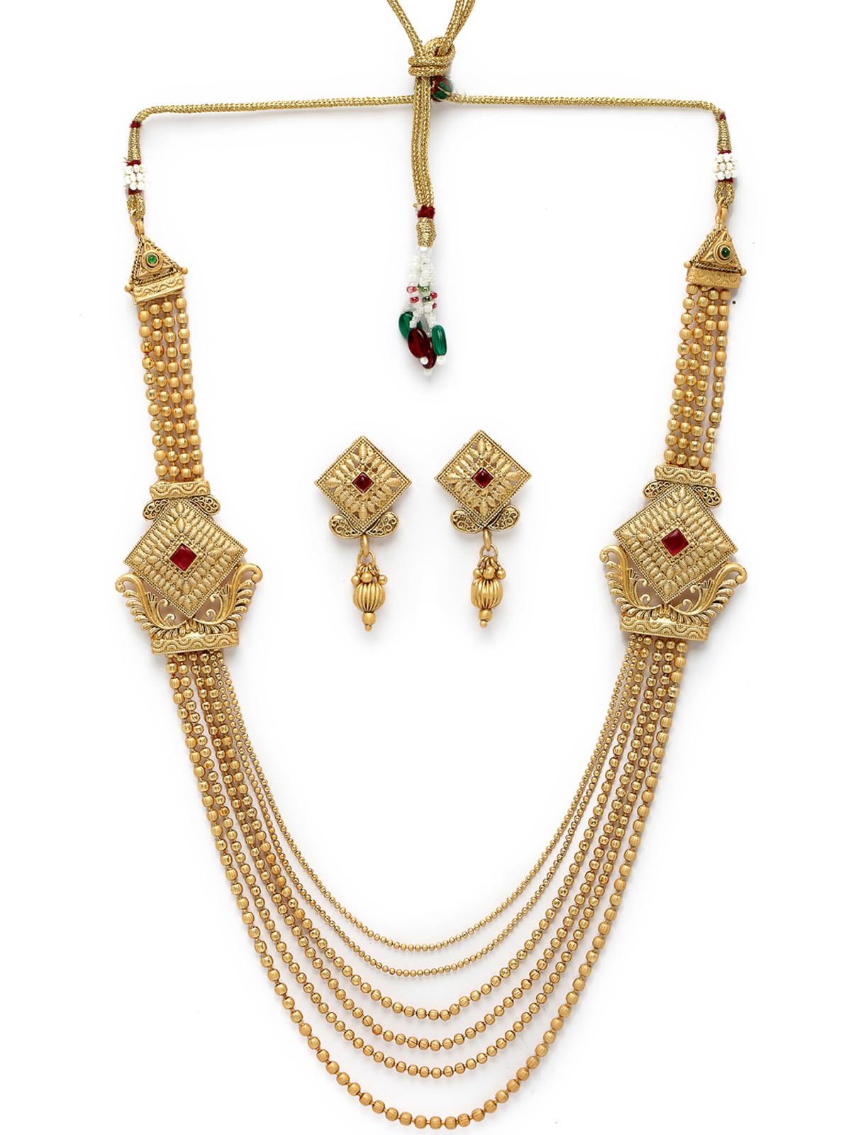 Sukkhi Traditional Gold Plated Golden Rani Haar Long Kundan Studded Multistring Necklace Set And Earring | Jewellery Set For Women (NS105742) (B0CBB9JDWM) Amazon Price History, Amazon Price Tracker