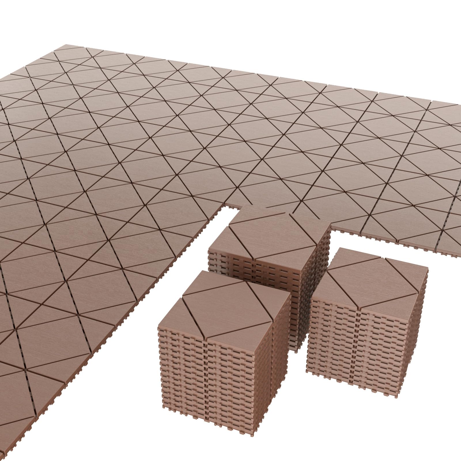 Airsell Interlocking Deck Tiles | Plastic Outdoor Flooring for Patio, Garden & Balcony | Waterproof & All-Weather | Anti-Slip Surface (Brown DPTK-44 Pcs (44 Sq Ft))