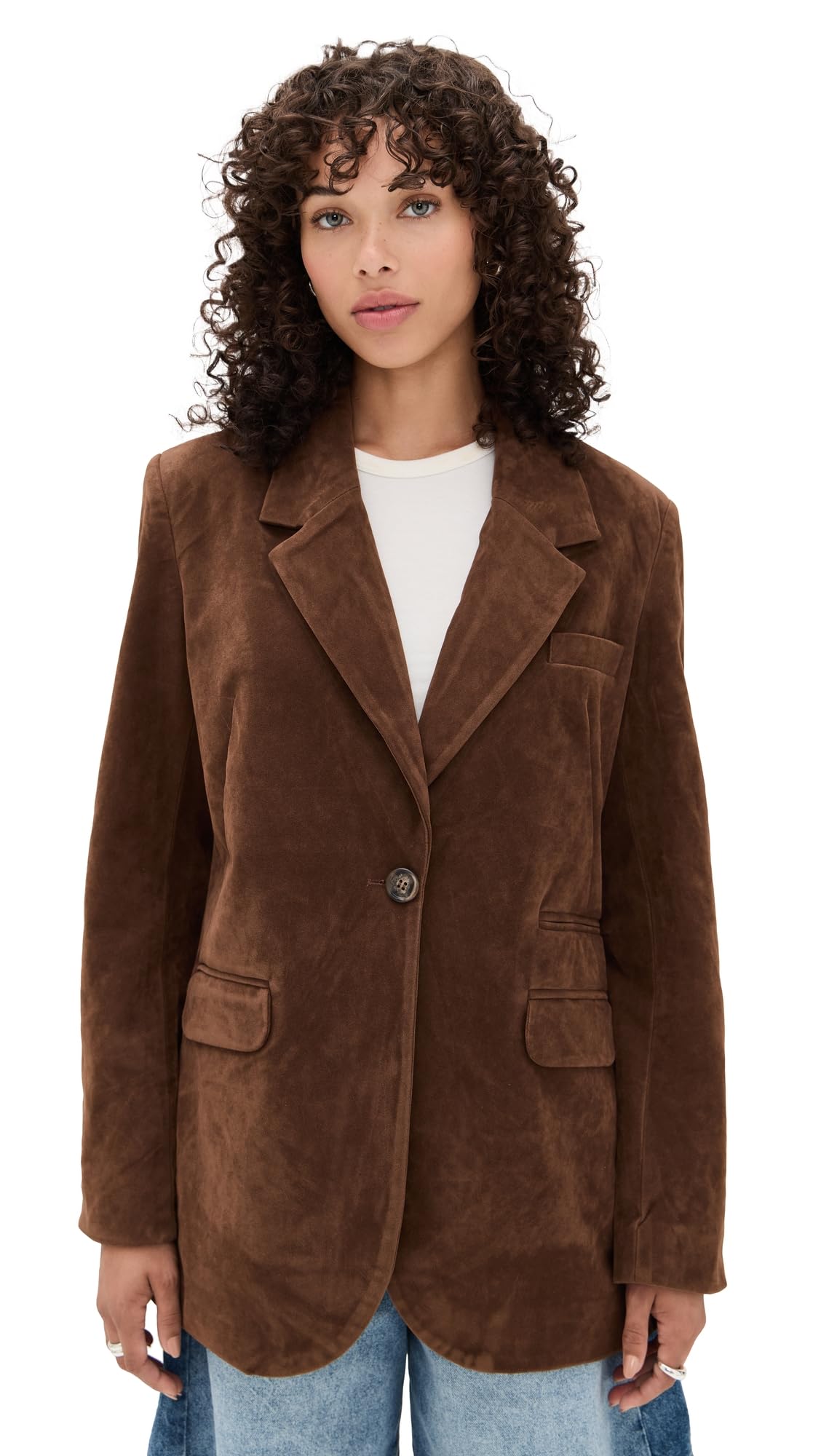 Free People Womens Paper Cut Vegan Suede Blazer