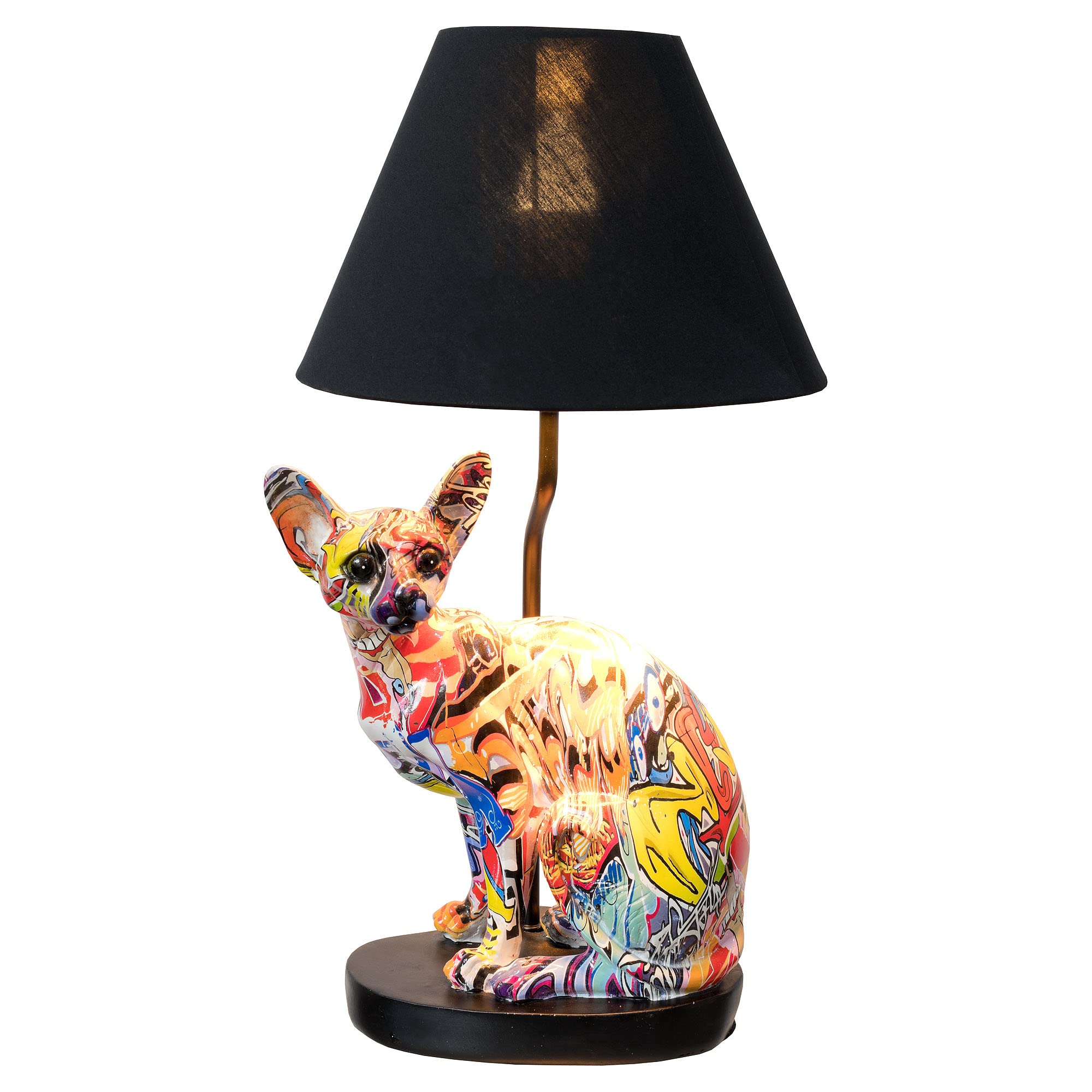 Design By Pepper Graffiti Sitting Cat Table Lamp - Multicoloured Sphynx Cat Bedside Lamp