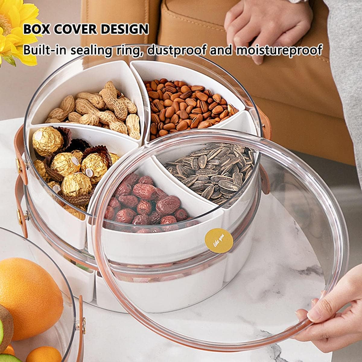 Contenitore Snack Con 4 Scomparti Estraibili - Hermetico, Riutilizzabile, Per Cibo E Salse - Foto 12