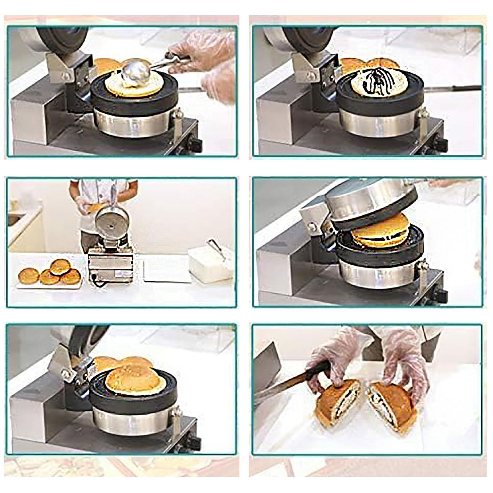 Elektryczna Gofrownica, Panini Press Opiekacz do Kanapek Lody Brioche Maszyna do Robienia HamburgeróW, NiezależNa Kontrola Temperatury Dla Piekarni I Restauracji,Single Head