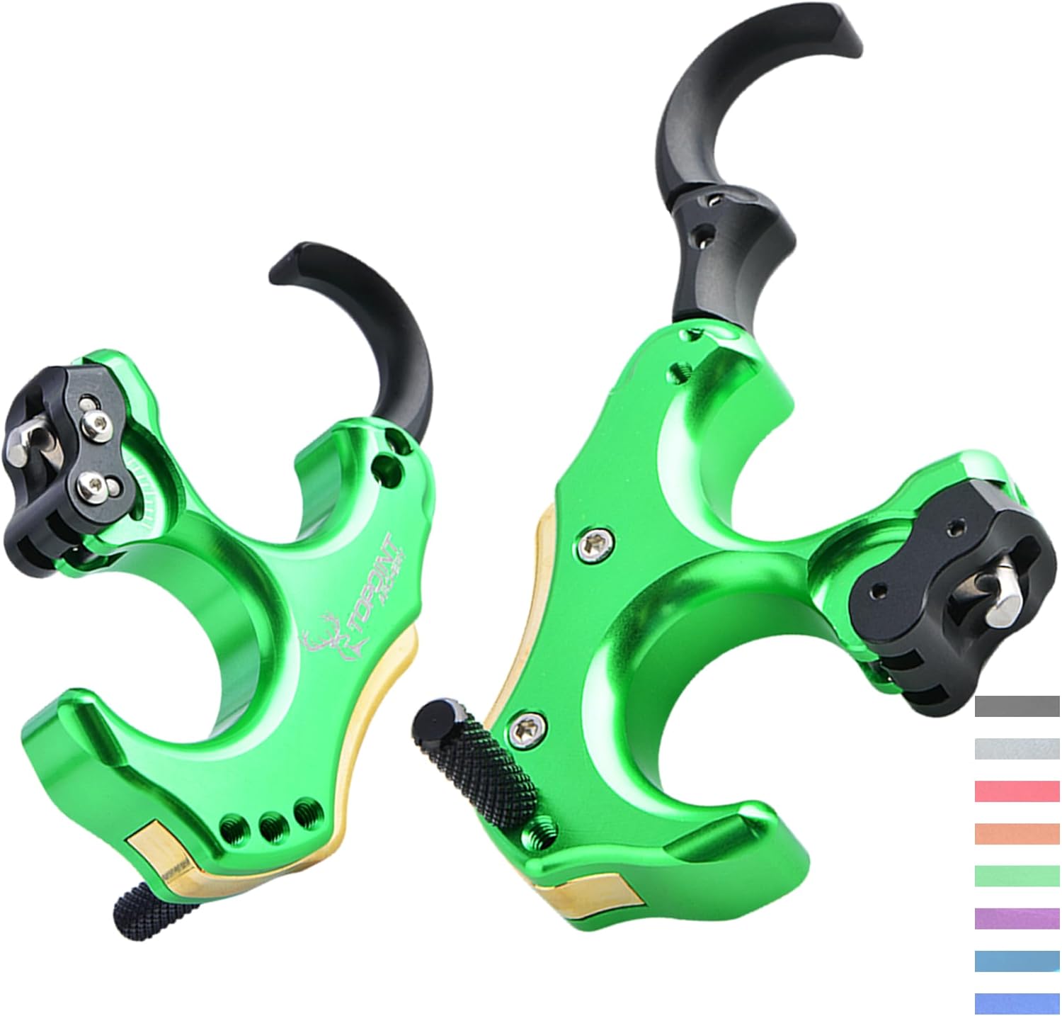 Bow Release for Compound Bow - 3/4 Finger Handle Back-Tension Release, CNC Processing with Brass Counterweight & Integrated Thumb Peg for Bowhunting & Competition (Green)