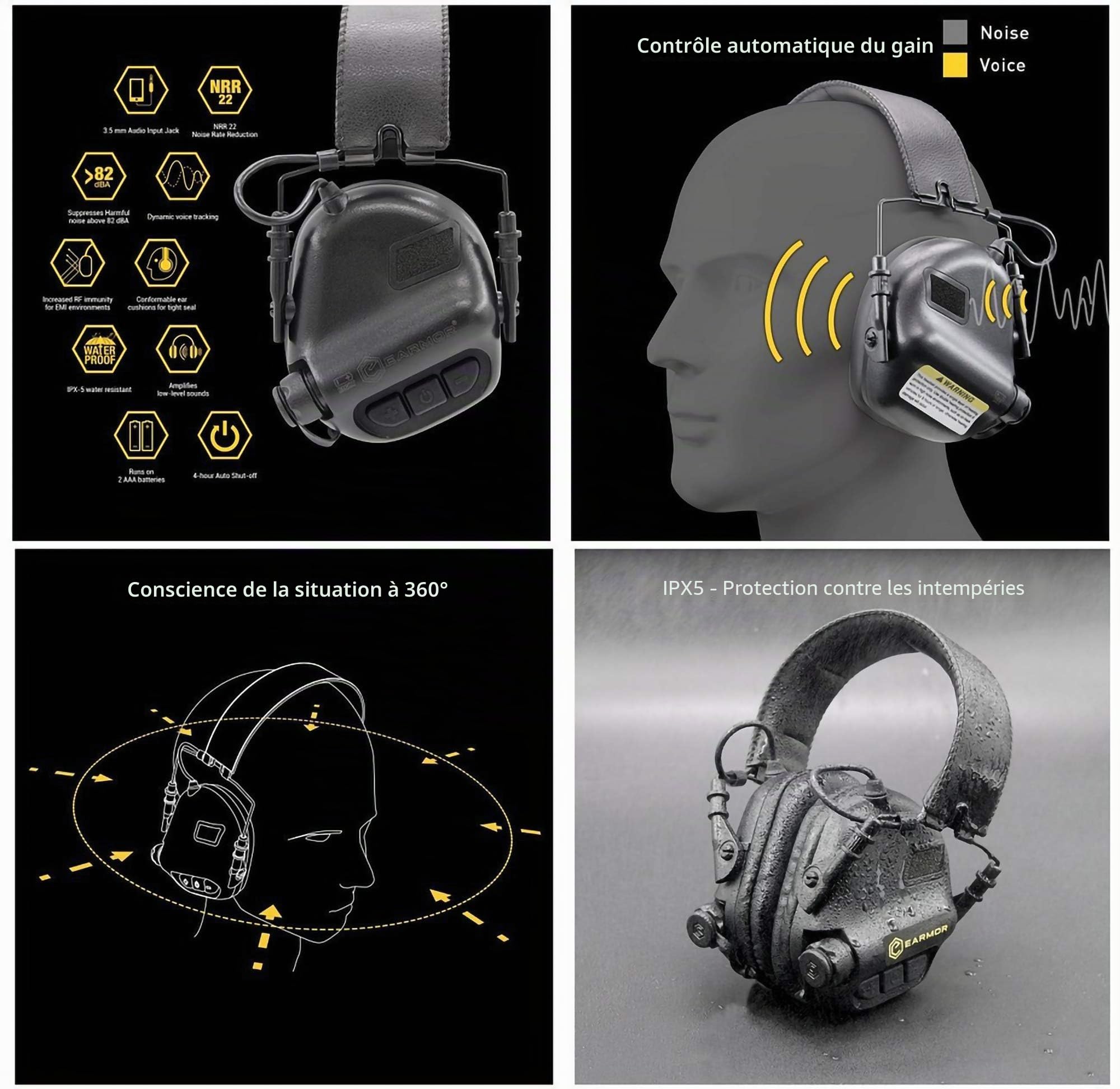 Evike OPSMEN Earmor M31 Protecteur auditif électronique amplifiant le son (couleur : marron coyote)