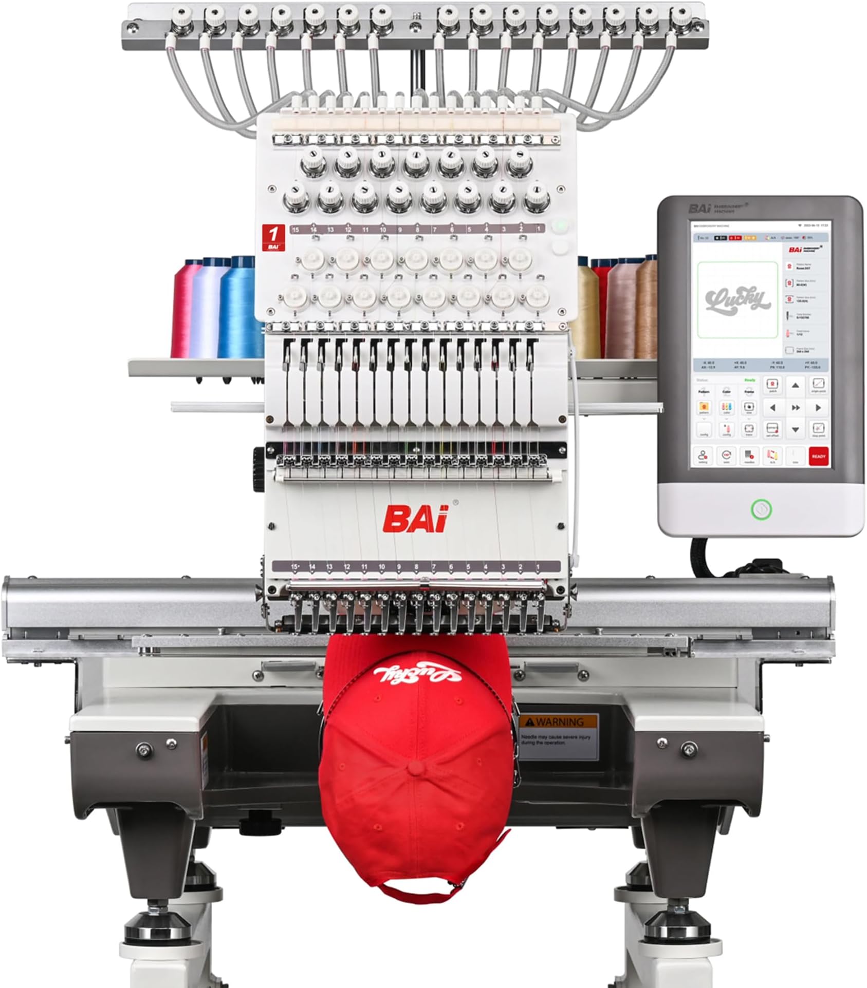 BAi The Mirror 15 Needle 20"x14" Large Area Commercial Embroidery Machine,1200 SPM High Speed & 850 SPM on Hat,Institch OS5 Intuitive Control,Software included Wi‑Fi/USB Transfer