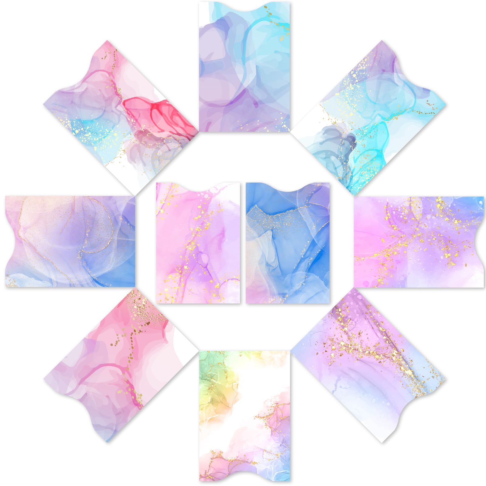 DEEZOMODEEZOMO RFID Blocking Sleeves (10 RFID Blocking Sleeves, 10 Unique Designs) Identity Theft Protection Travel Case Set (Pink Marble Style