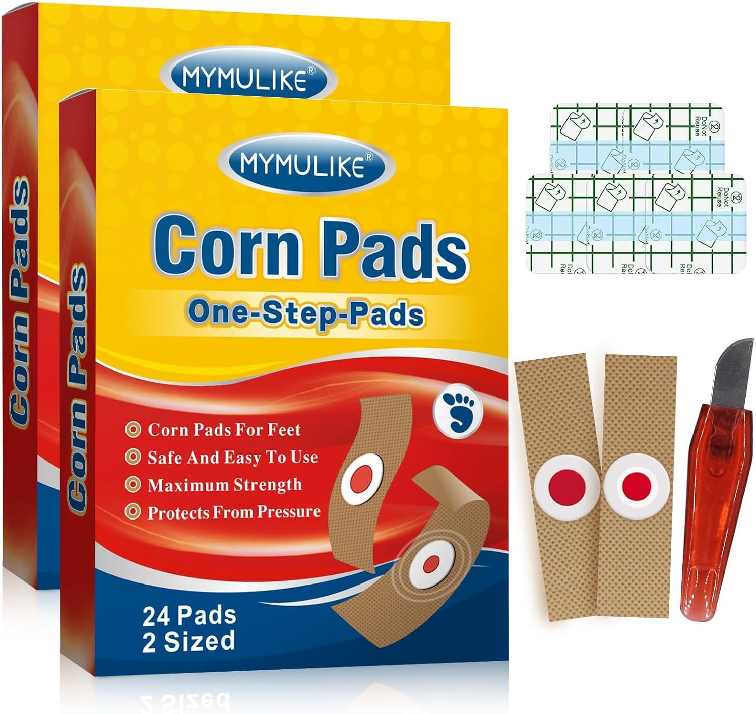 Corn Plasters, MYMULIKE 48 Count Corn Pads Relief Corn Pain, Corn Removal for Feet, Hand, Toe for Feet Care and Wart Remover Corn Removal Pads Foot Care
