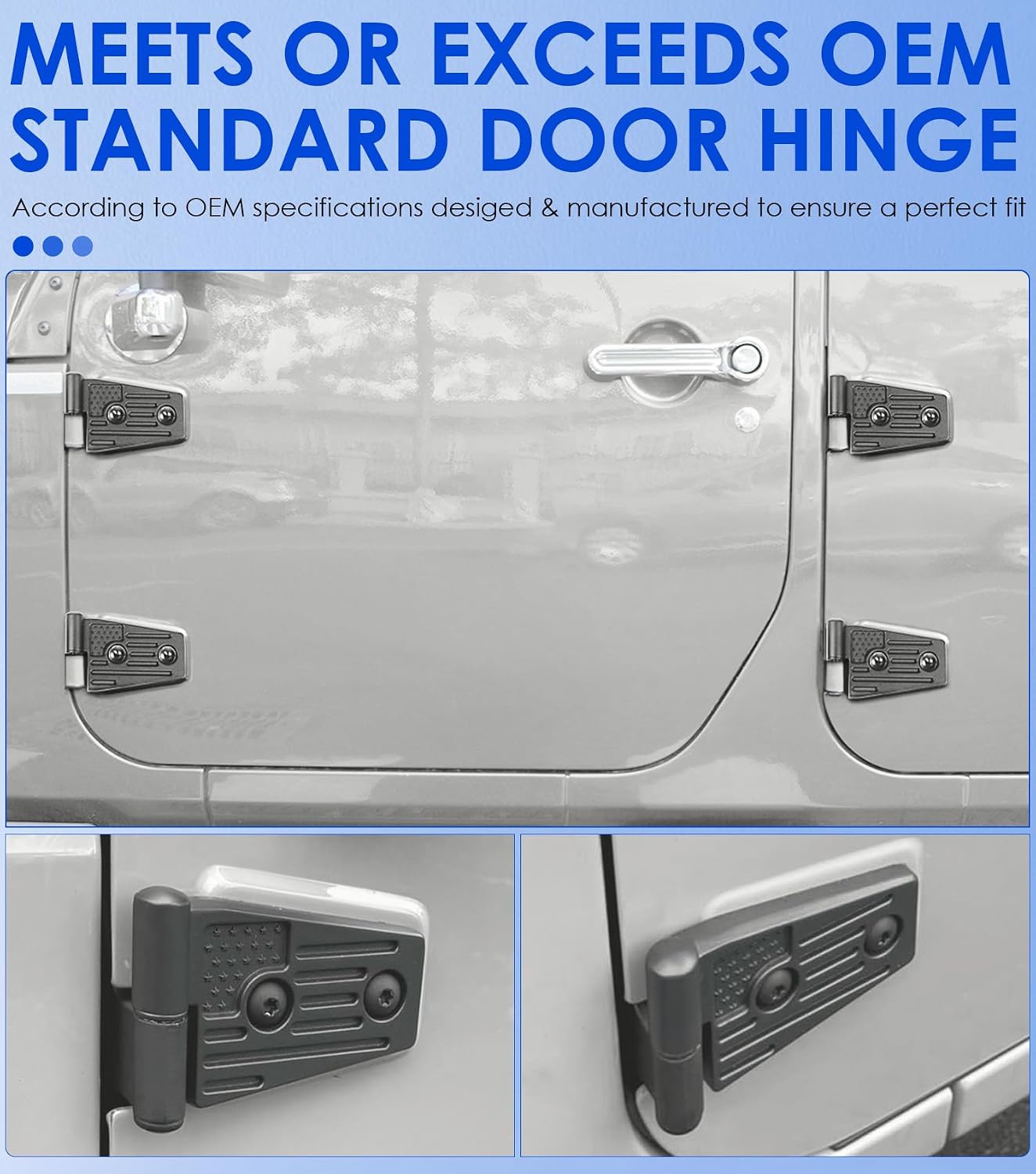 Door Hinge Kit for Jeep Wrangler JK JKU Unlimited Rubicon Sahara Sports 2007-2018, Fits for Jeep Wrangler JK Heavy Duty Aluminum Alloy 4 Door Hinge Exterior Accessories 8PCS