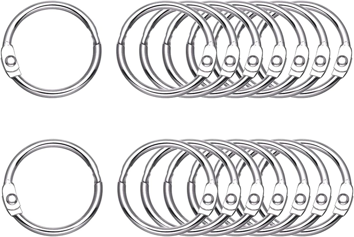 100 Pcs Binder Rings, Loose Leaf Metal Book Rings, Silver Keychain Rings for Index Cards, Flash Cards, Notebooks, Photo Album, Scrapbook DIY Crafts, 1 Inch Diameter