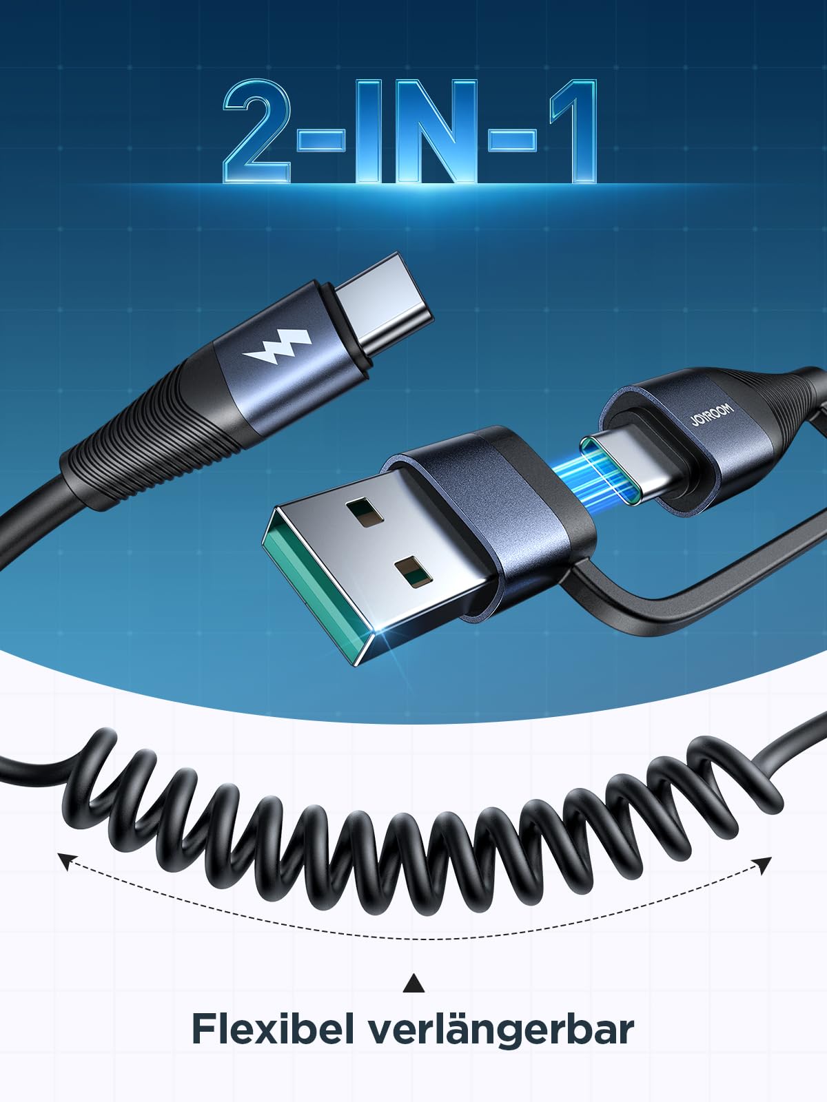 JOYROOM Ładowarka samochodowa 60W PD&QC 3.0 Mini metalowa przejściówka z kablem ładującym USB/C na C o długości 1,5 m Ładowarka samochodowa USB C z lampką LED do iPhone 14 13 12 Pro Max, Samsung, iPad