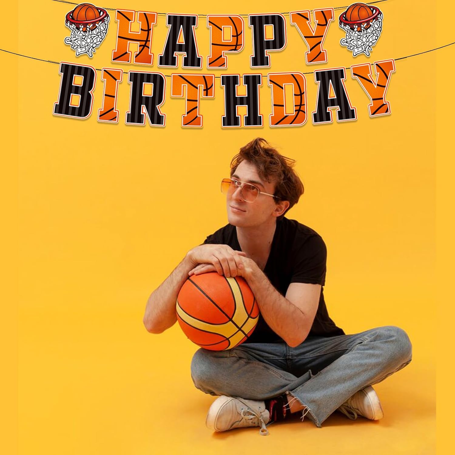Basketball Happy Birthday Banners Party Decorations?Basketball Slam Dunk Garland Birthday Party Bunting Sign for Kids Teenagers Boys Men