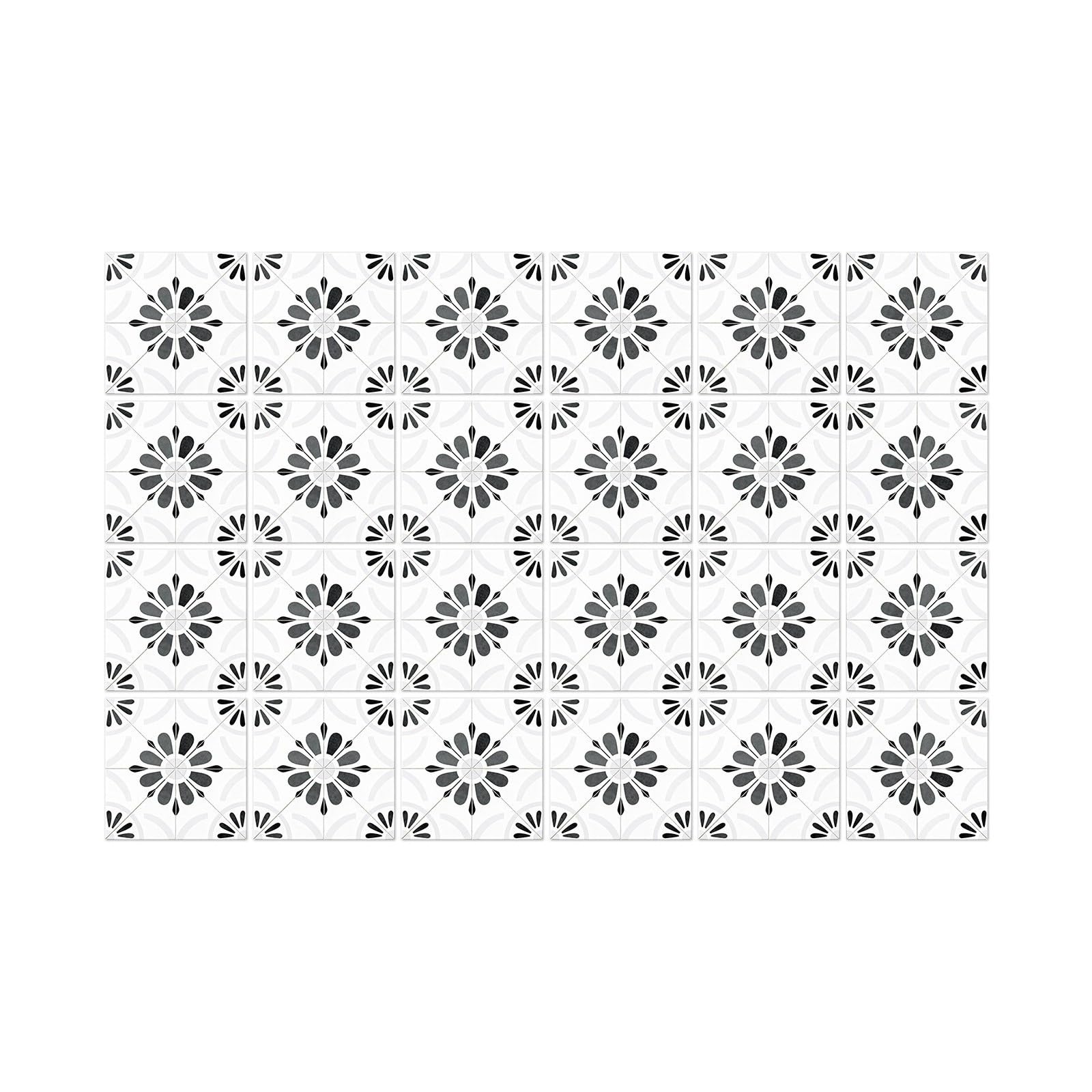 Azulejos de borde retro for balcón, terraza, cocina, baño, pegatinas de pared autoadhesivas impermeables a prueba de aceite(FHZ-98,15cmx15cmx24pcs)