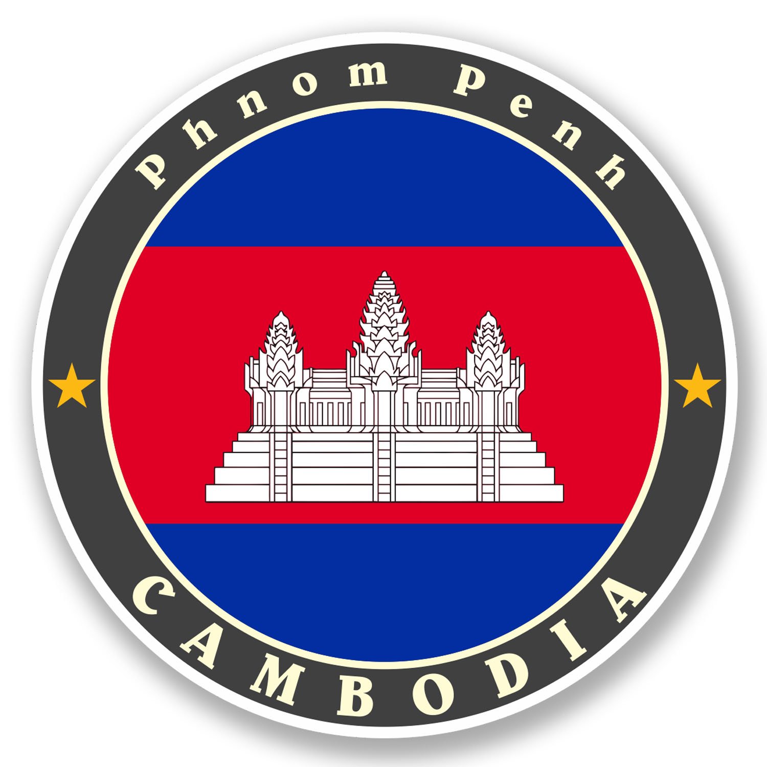 Destinationvinyl 2 X Cambodia Vinyl Sticker Bike Laptop Car Luggage Travel Tag Map Flag #5633 (10Cm X 10Cm)