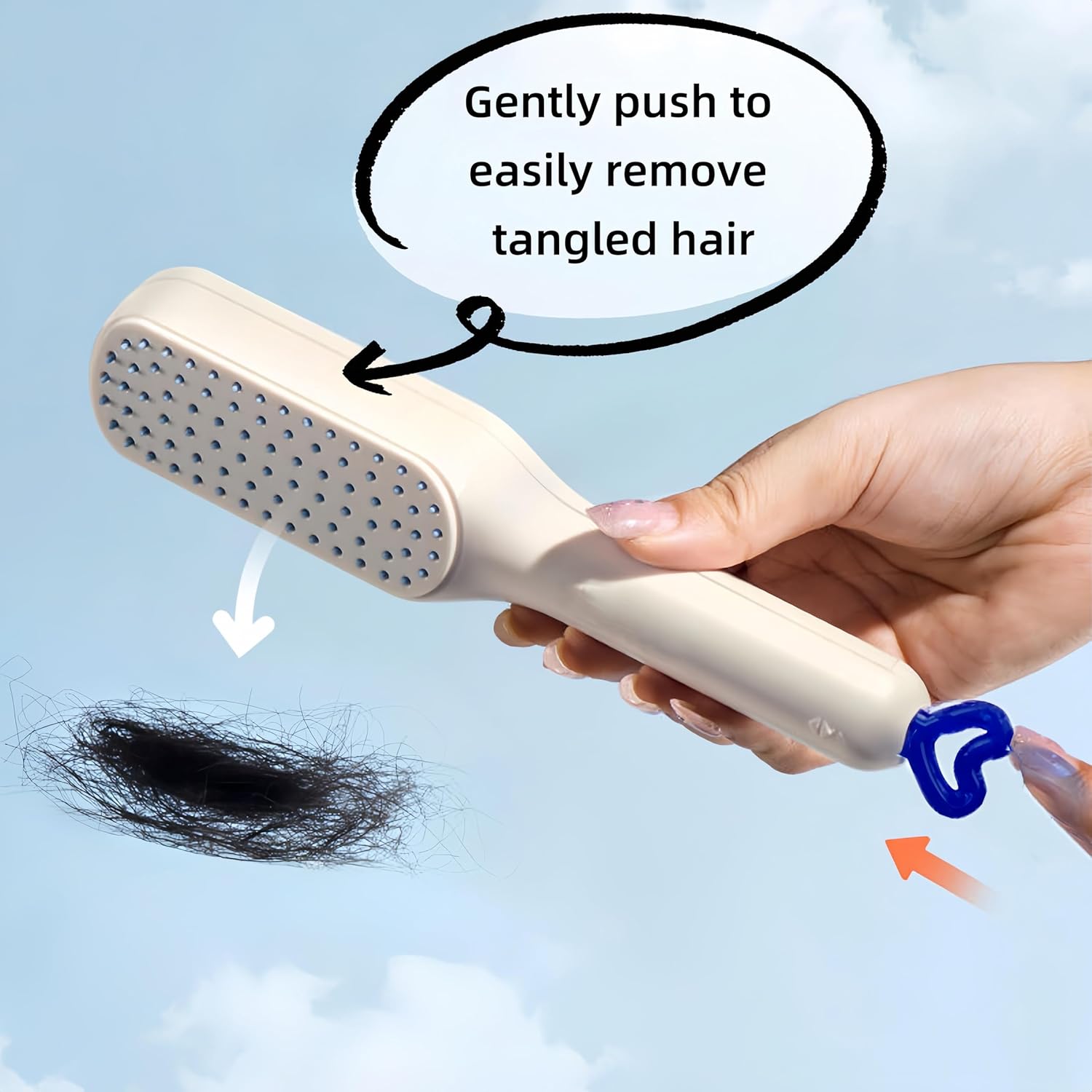 Self-Cleaning Hairbrush - Anti-Static Massage Comb with Retractable Bristles - Ergonomic Handle Hair Comb -Upgraded soft comb teeth are suitable for all types of hair and wigs