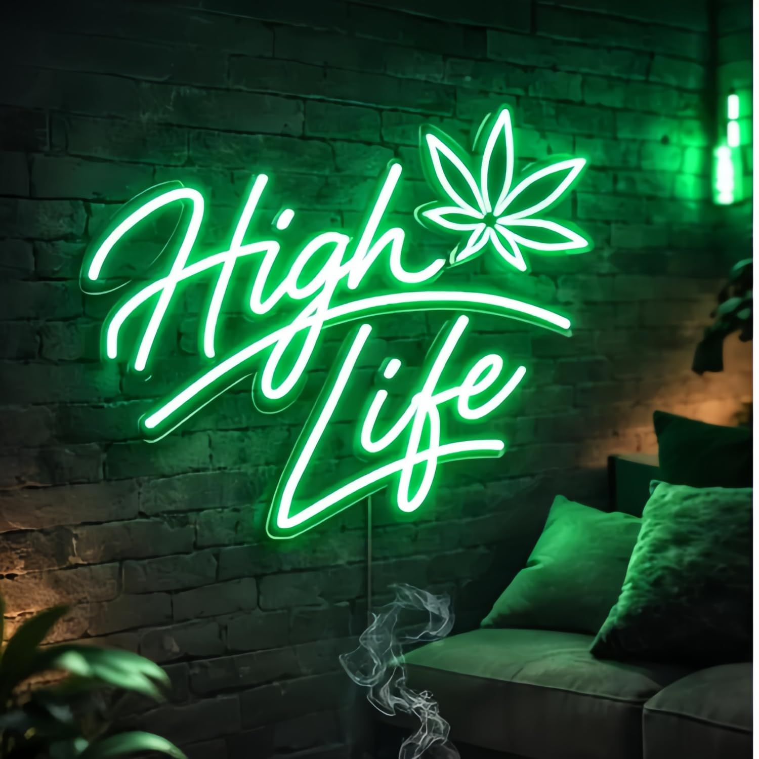 Green Leaf Neon Sign, Dimmable LED Light for Wall Decor, USB Powered Neon Lamp for Bar Man Cave Dispensary Store Hotel Party Decorations Unique Birthday Gift for Lover