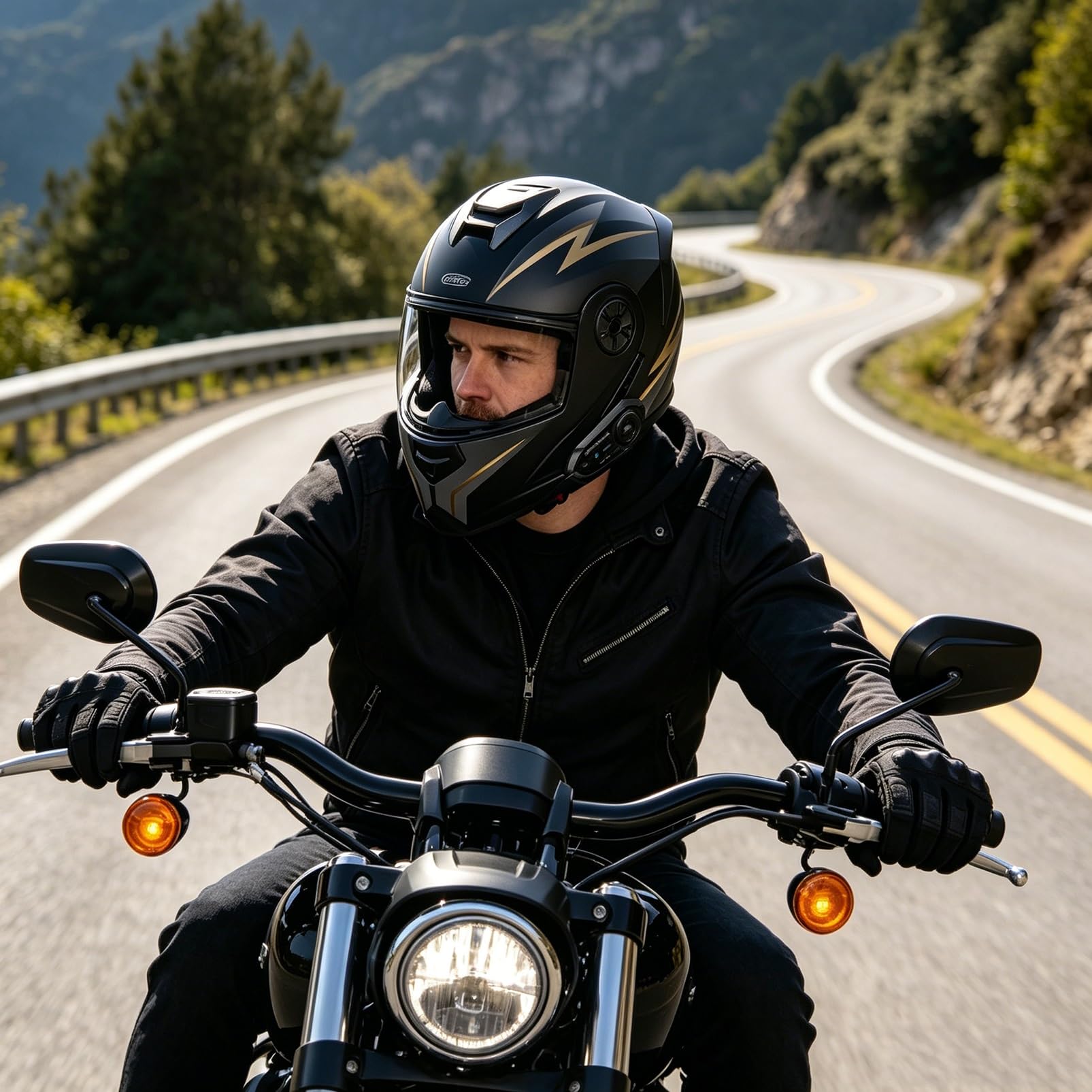 Kask Motocyklowy Szczękowy, [Aero Stratos] Uszczelnienie Akustyczne, ECE 22.06 DOT, Podwójna Wizjera dla Cruiser Street Bike
