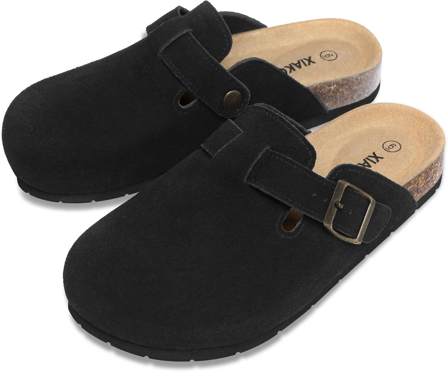 Xiakolaka Women's Suede Clogs Adjustable Buckle Slip on Footbed Home Clog Slippers - Image 6