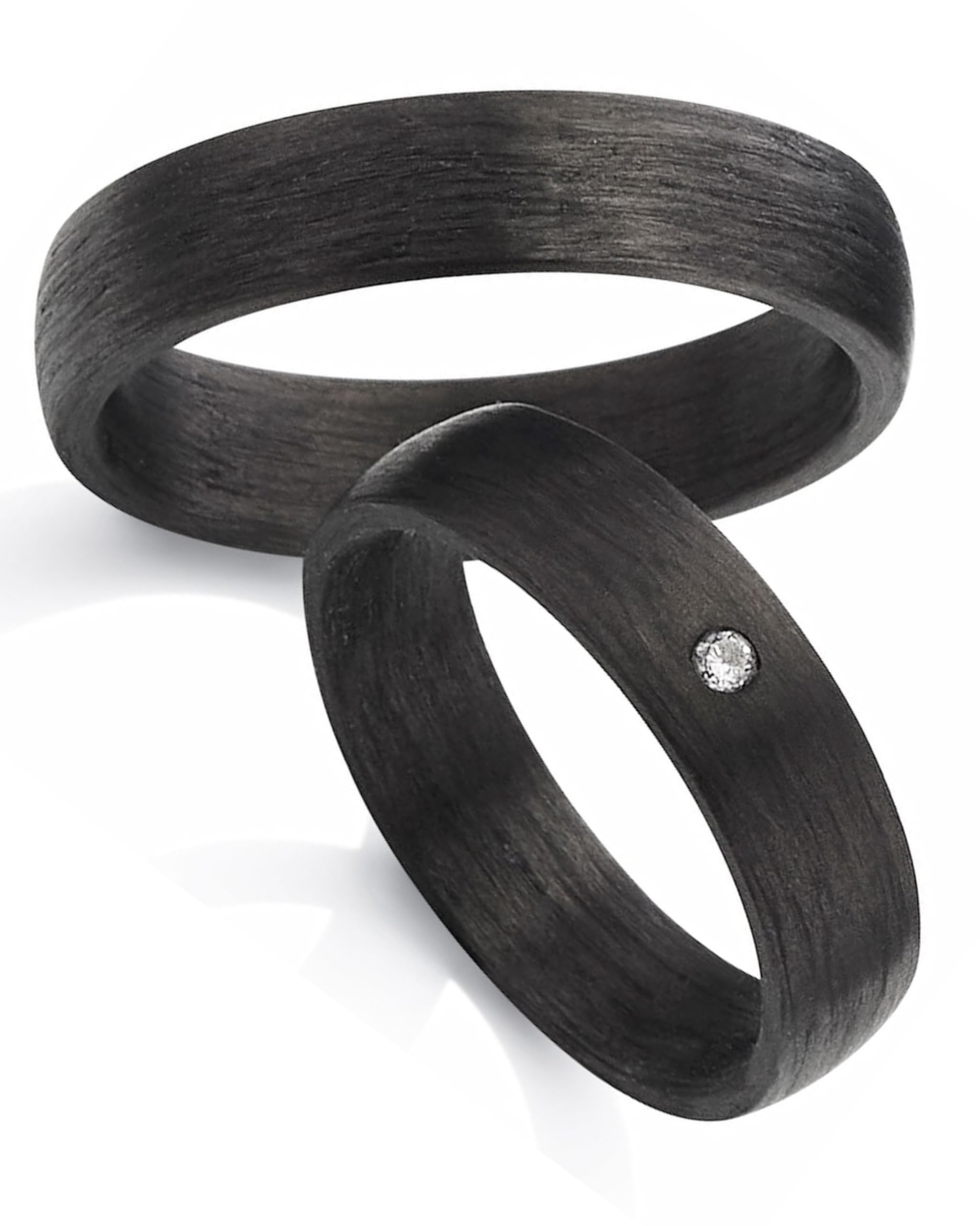 123traumringe 2 alianzas de boda de carbono con brillo en calidad de joyería a un precio por par (diamante/grabado/cinta métrica y estuche). S89