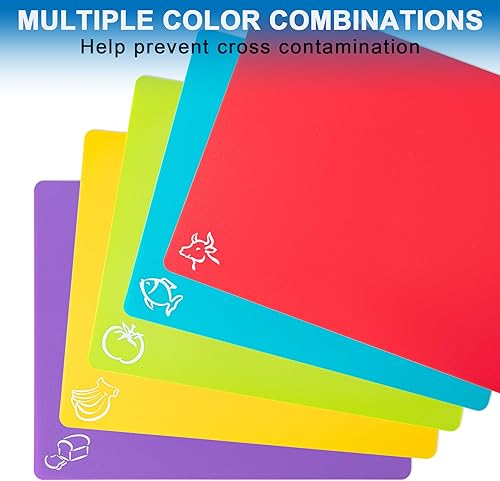 Miniatura 4 de 5 tablas de cortar flexibles, sin BPA, tablas de cortar de plástico para cocina, alfombrilla de corte antideslizante para carne y verduras