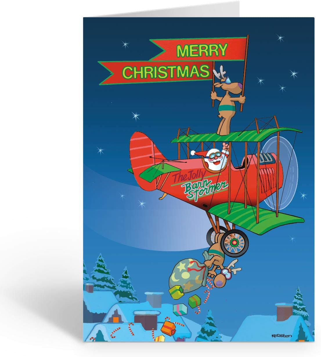Stonehouse Collection Personalized - Merry Christmas Biplane - 24 Aviation Cards & Envelopes (Personalized)