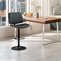 Vista 12 de ECOTOUGE Juego de 4 taburetes de bar, taburetes de bar ajustables para isla de cocina con respaldo y asiento de cuero, taburetes de bar giratorios