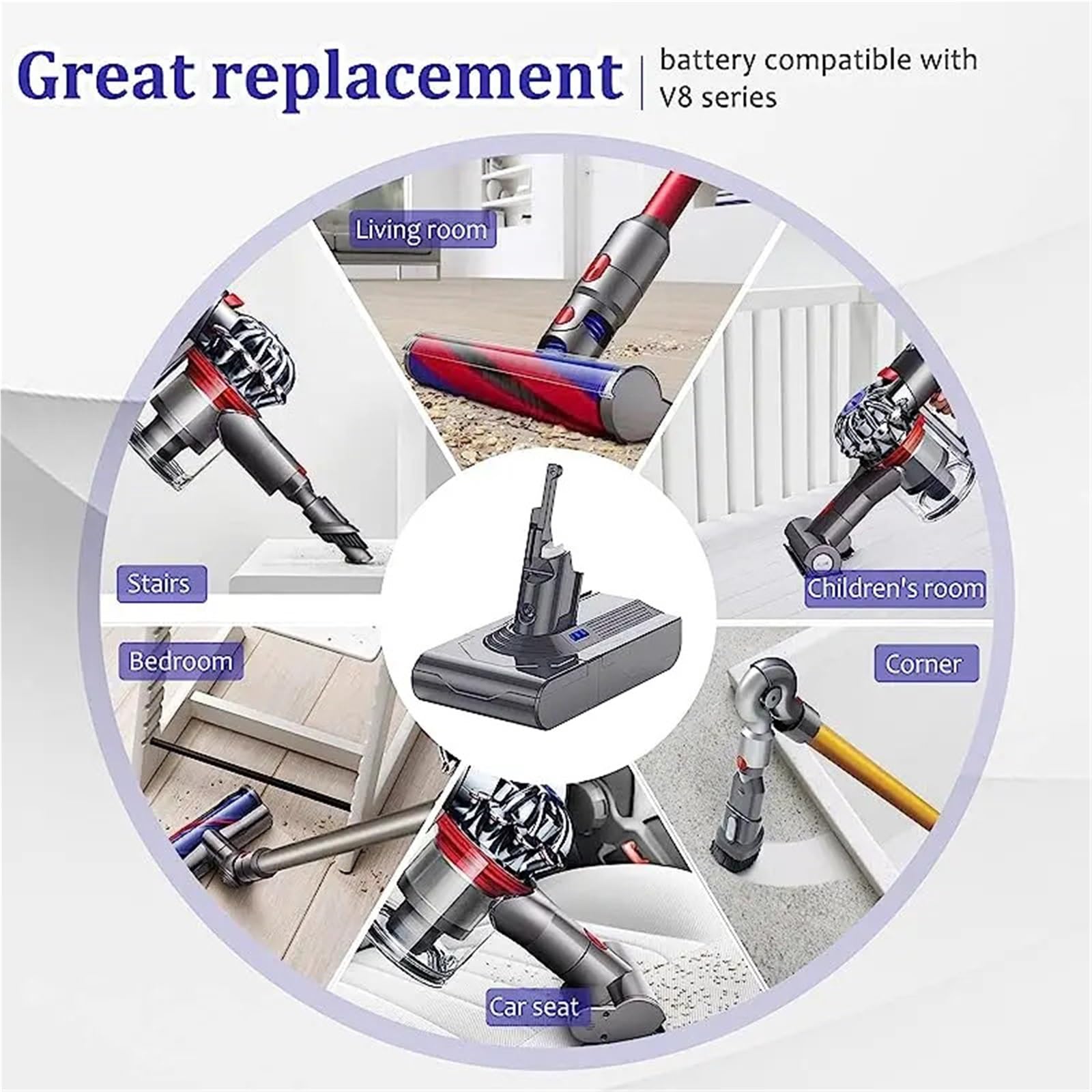 Batterie de Rechange YH5 Compatible avec l'aspirateur Dyson V8(A9)