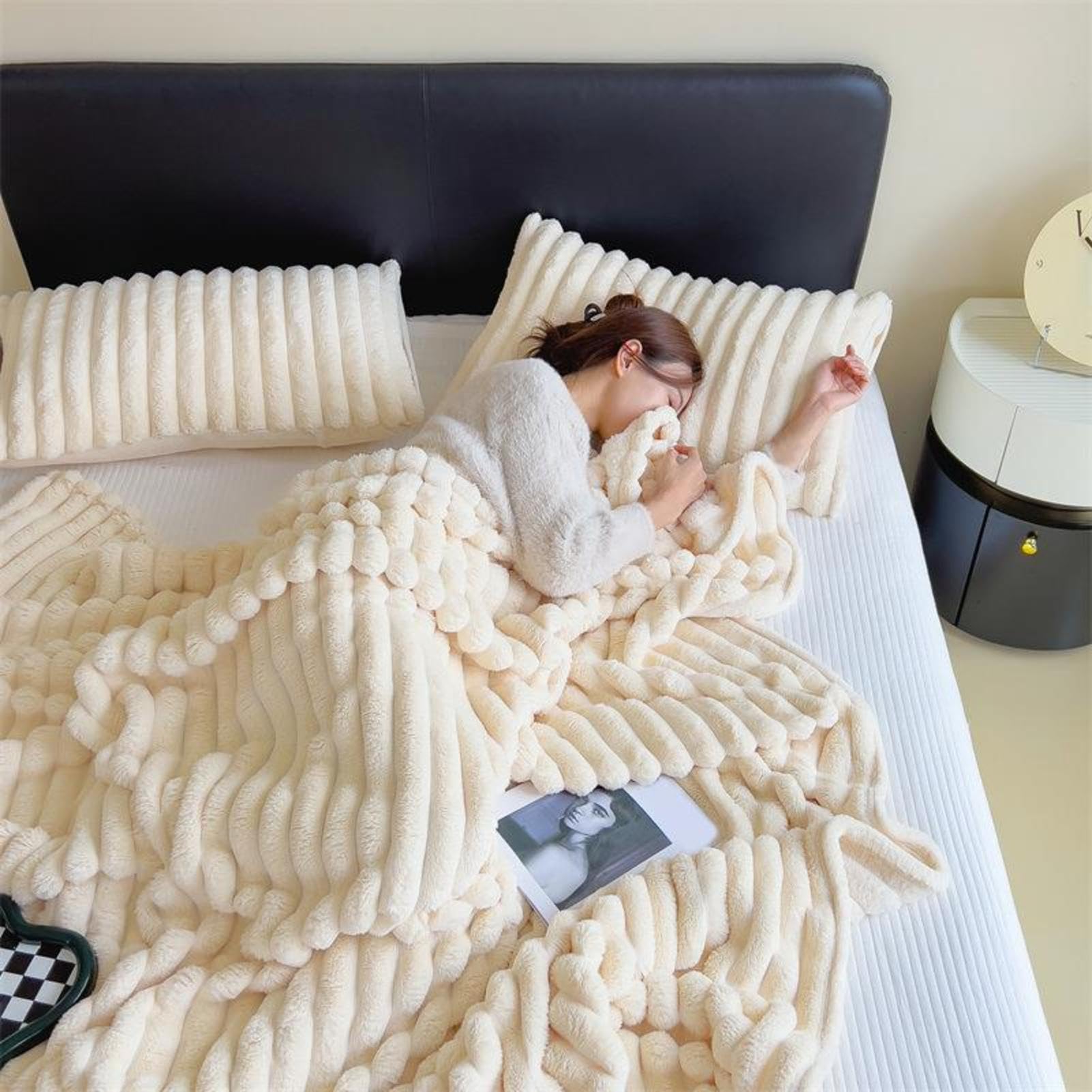 Couverture en fourrure Sherpa pour canapé et chambre cocooning