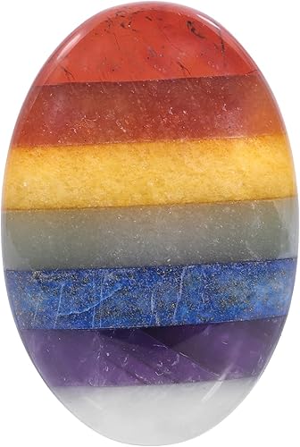 Miniatura 1 de SUNYIK Piedra ovalada de 7 chakras, piedra de bolsillo de palma de cristal de Reiki curativa para meditación de ansiedad, alivio del estrés