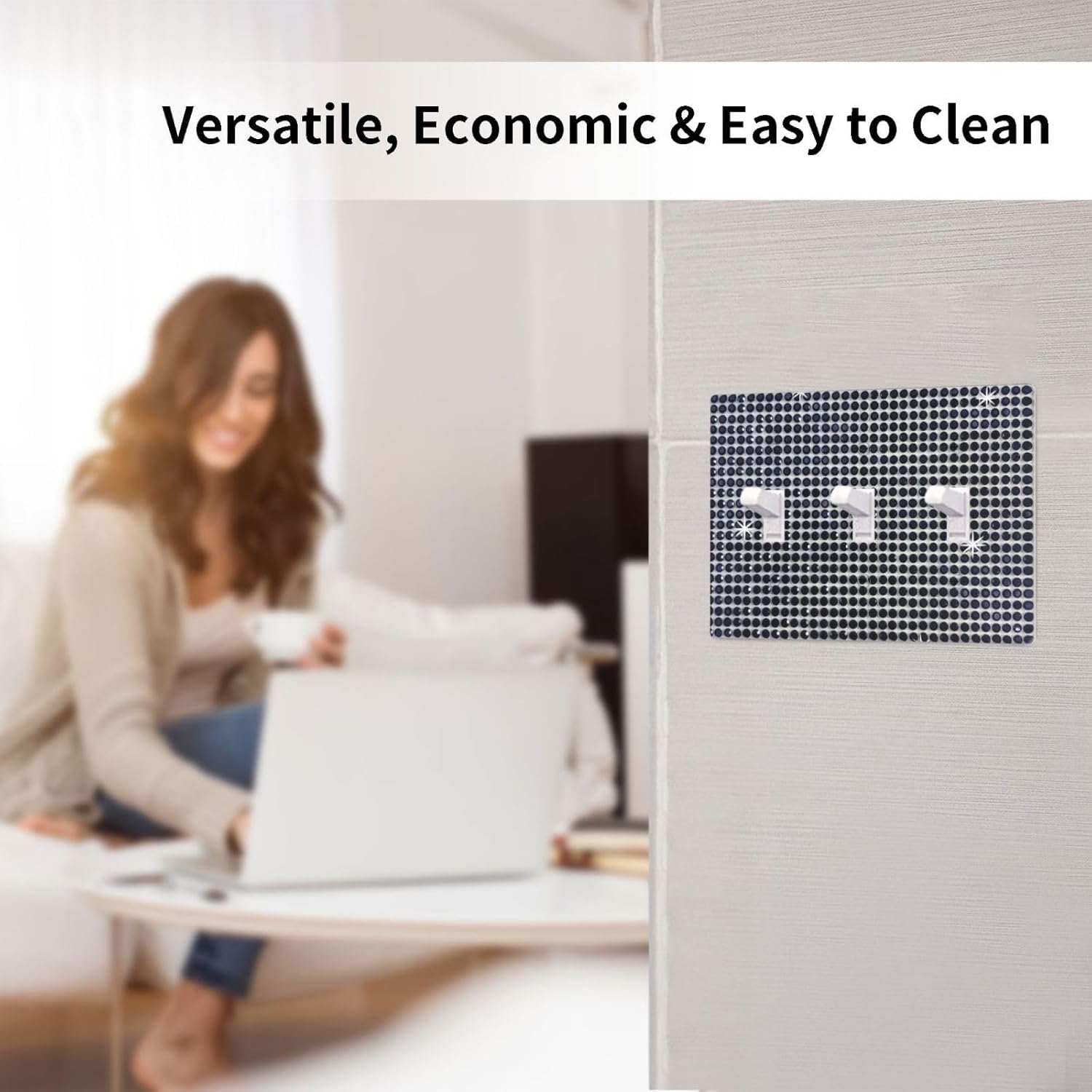 Black Shiny Rhinestones Wall Plates Bling 3 Gang Toggle Glitter Light Switch Cover Sparkly Electric Receptacle for Women Girls Bedroom Bathroom Kitchen Home Decor