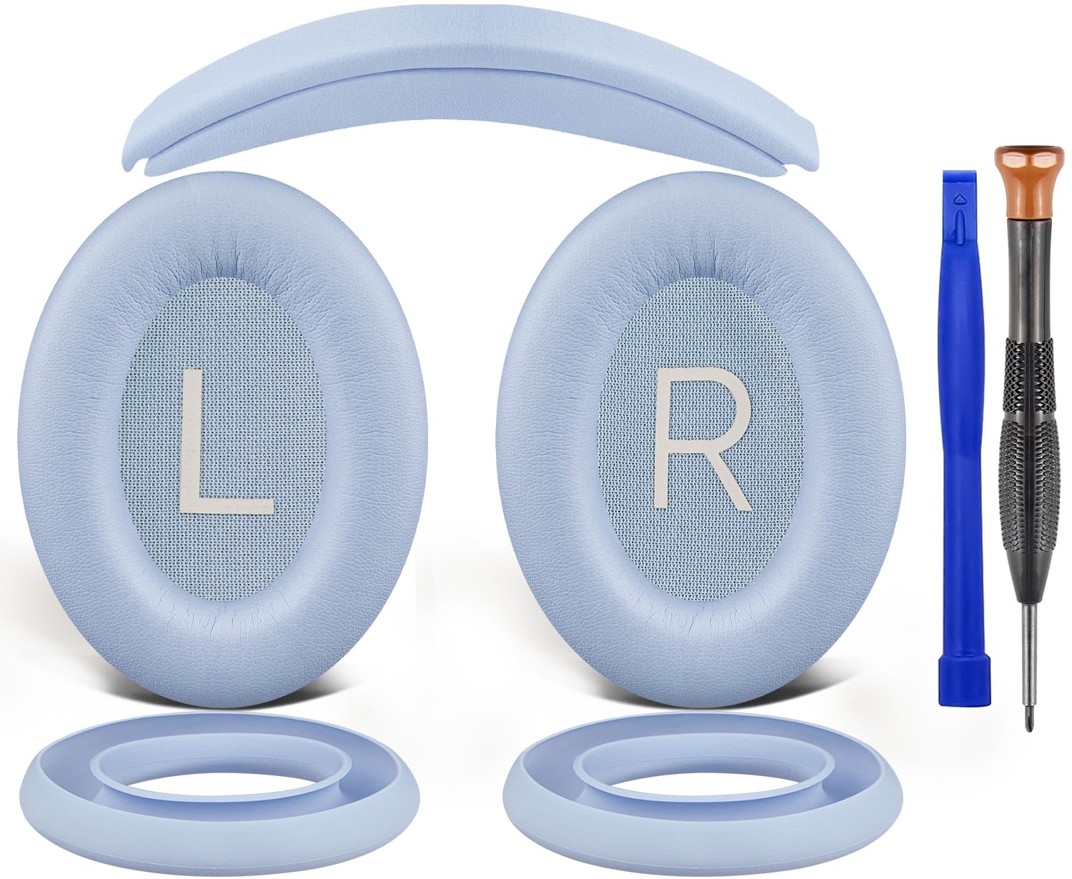 SOULWIT Ear Pads Cushions + Headband + Silicone Earpads Cover Protector, Replacement Kit for Bose QuietComfort 45 (QC45)/QuietComfort SE (QC SE)/New Quiet Comfort Wireless Headphones - Moonstone Blue-image-46
