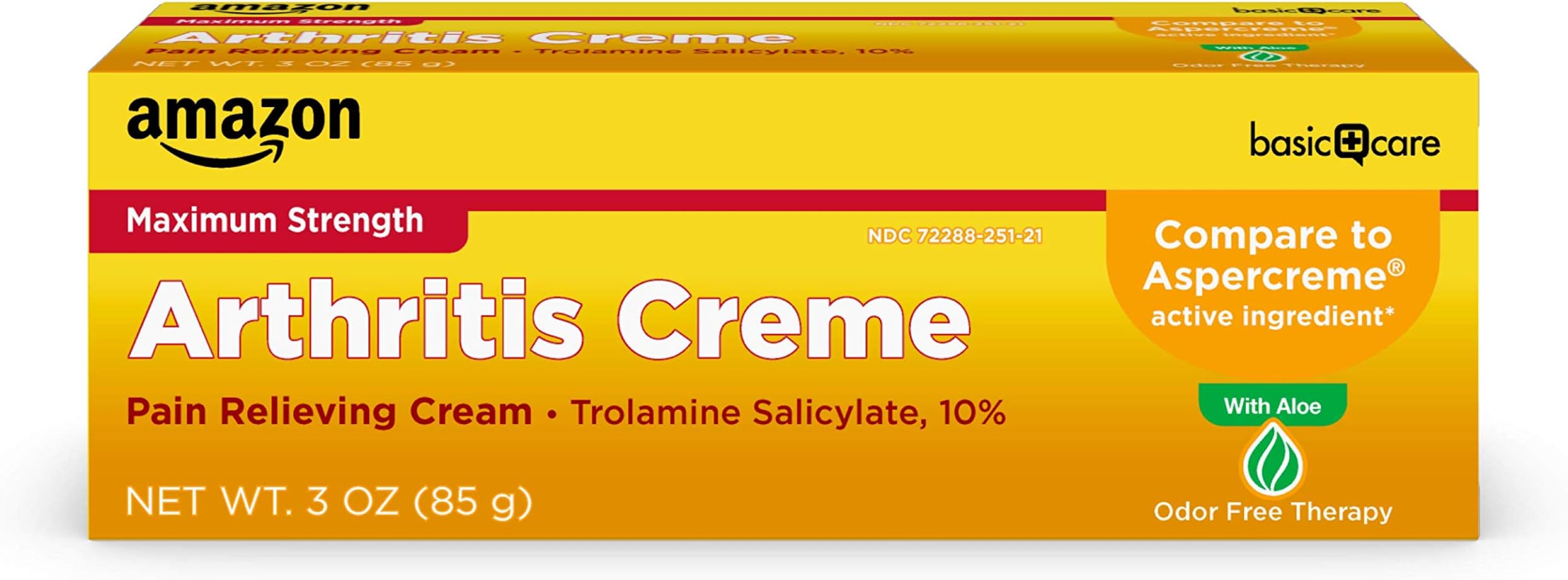 Amazon Basic Care Arthricream, Trolamine Salicylate 10%, Analgesic & Arthritis Pain Relief Cream, 3 Ounces