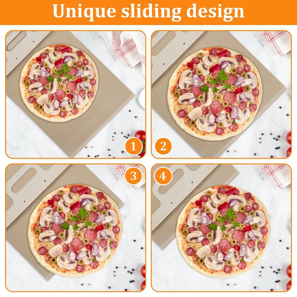 MRKU Pizzaschieber, Osmond Antihaft-Spatel, mit Teigschaber und Gleitplatte für den Backofen