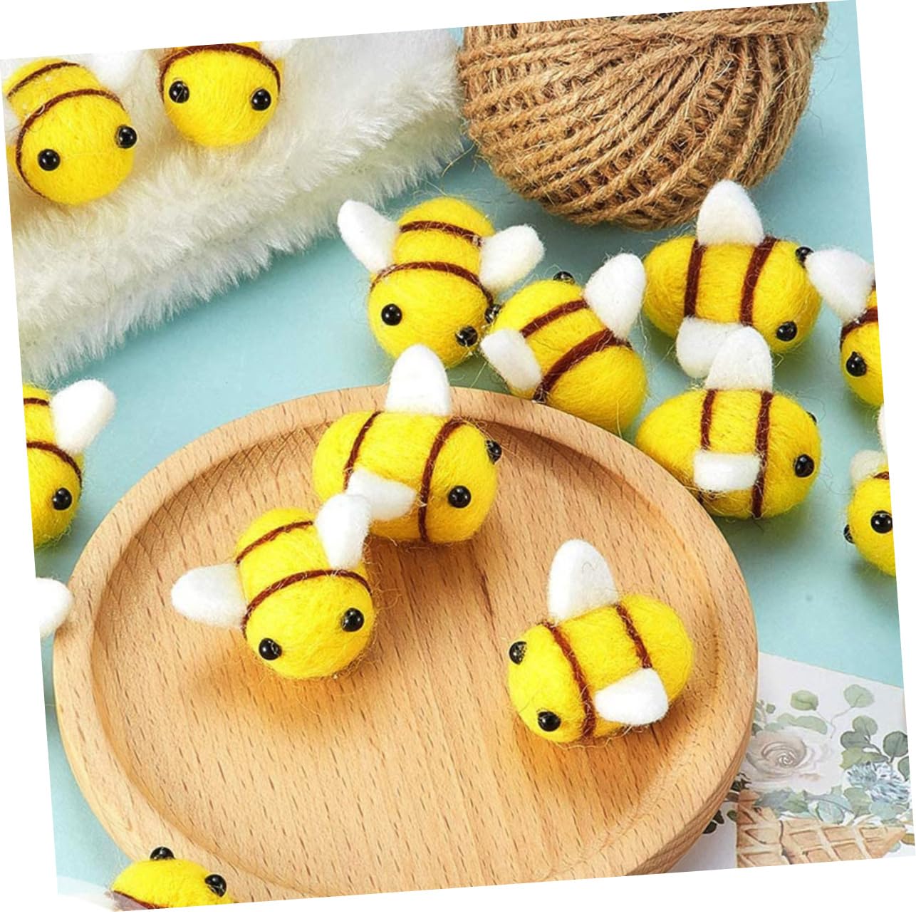 EXCEART 5 Set Lana Sensazione di Ciondolo Dell'ape Adulti Calabrone Fabbricazione Api Hair Charms Lovable Ape di Peluche Piccolo Mestiere di Ape Feltro di Lana Yellow 30 Pezzi*5
