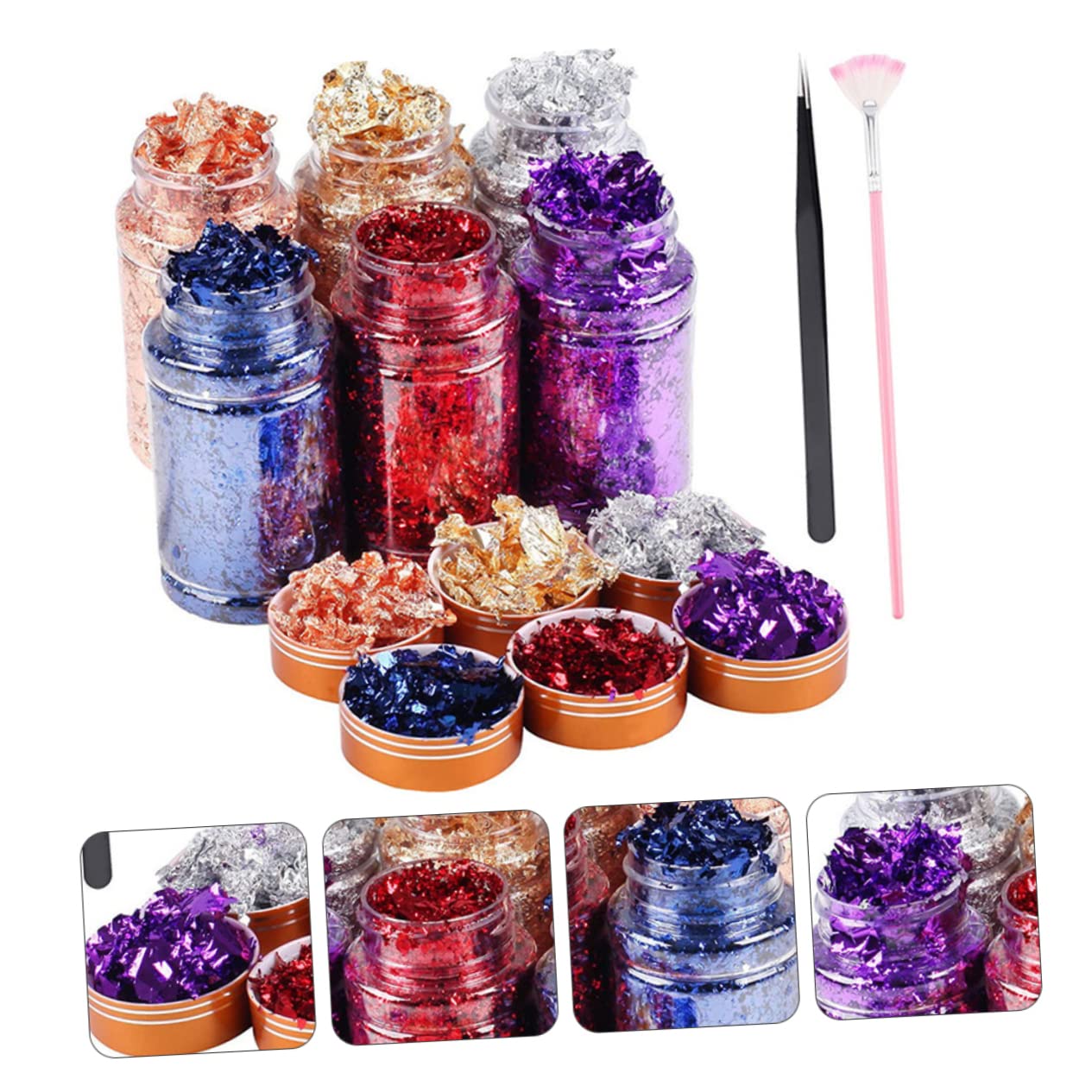 3 Set Lamina D'oro Per Nail Art Paillettes Per Unghie Lamina Glitter Per Unghie Scaglie Di Lamina Per Unghie Pigmento Per Unghie Decalcomanie Per Unghie Foglia D'oro Dipinto