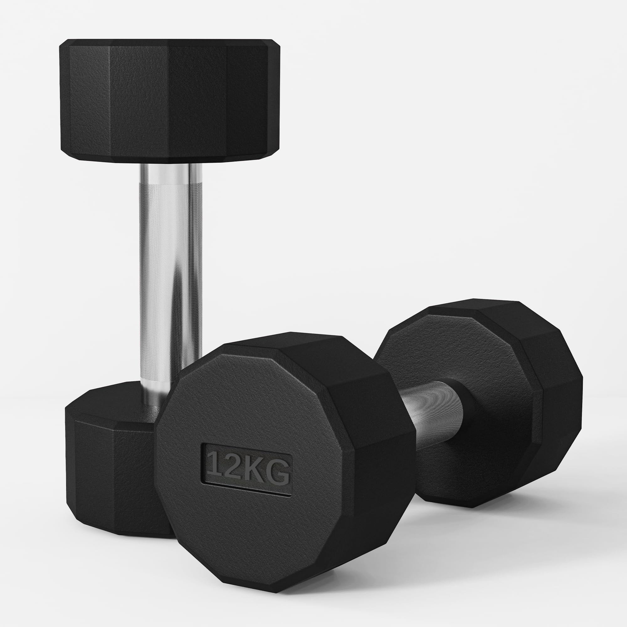 SPORTNOW Set 2 Manubri a 12 Lati da 2x2/5/8/10/12/15 kg in Metallo e Gomma, Set Manubri Palestra con Impugnatura Antiscivolo, Nero