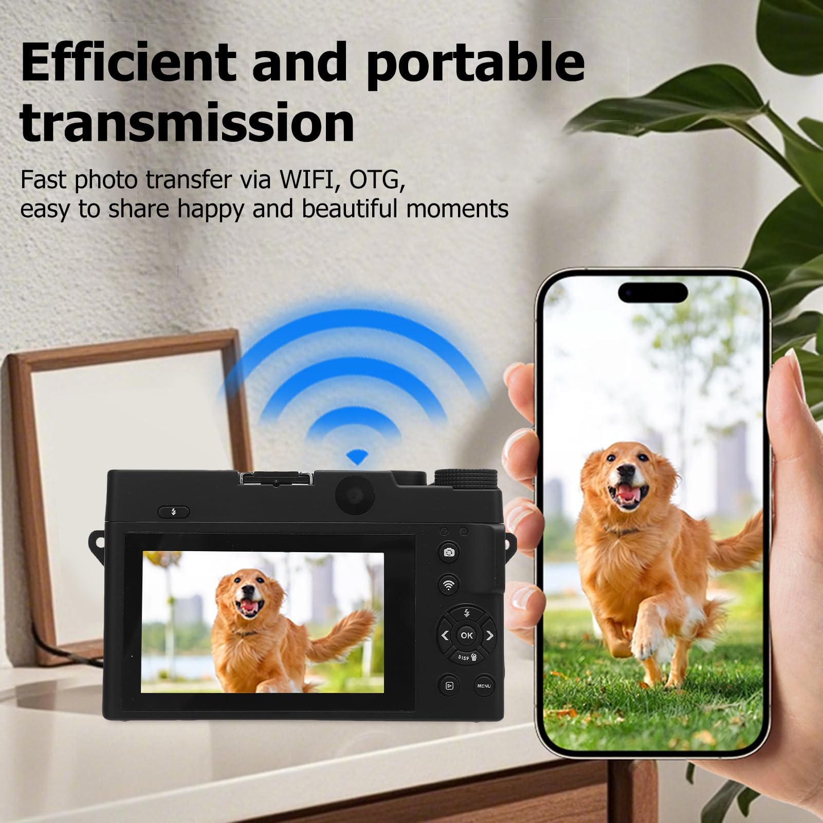 Camera Digitale 4K per Fotografia, Doppia Fotocamera Anteriore e Posteriore da 75 MP, Fotocamera Vlog WiFi AutoFocus con Schermo HD da 3 Pollici, Zoom 18x, Flash Microfono (BLACK)