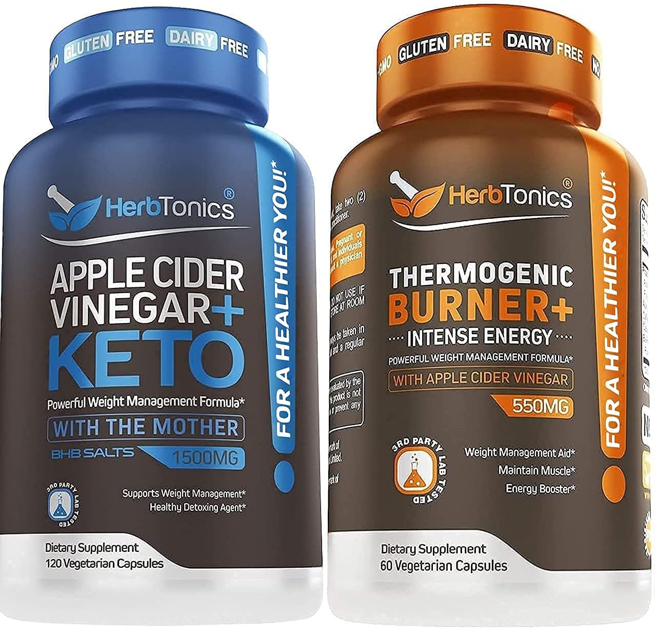 Herbtonics Apple Cider Vinegar + Keto BHB Formula - Digestion & Detox Support, Appetite Control Supplement.