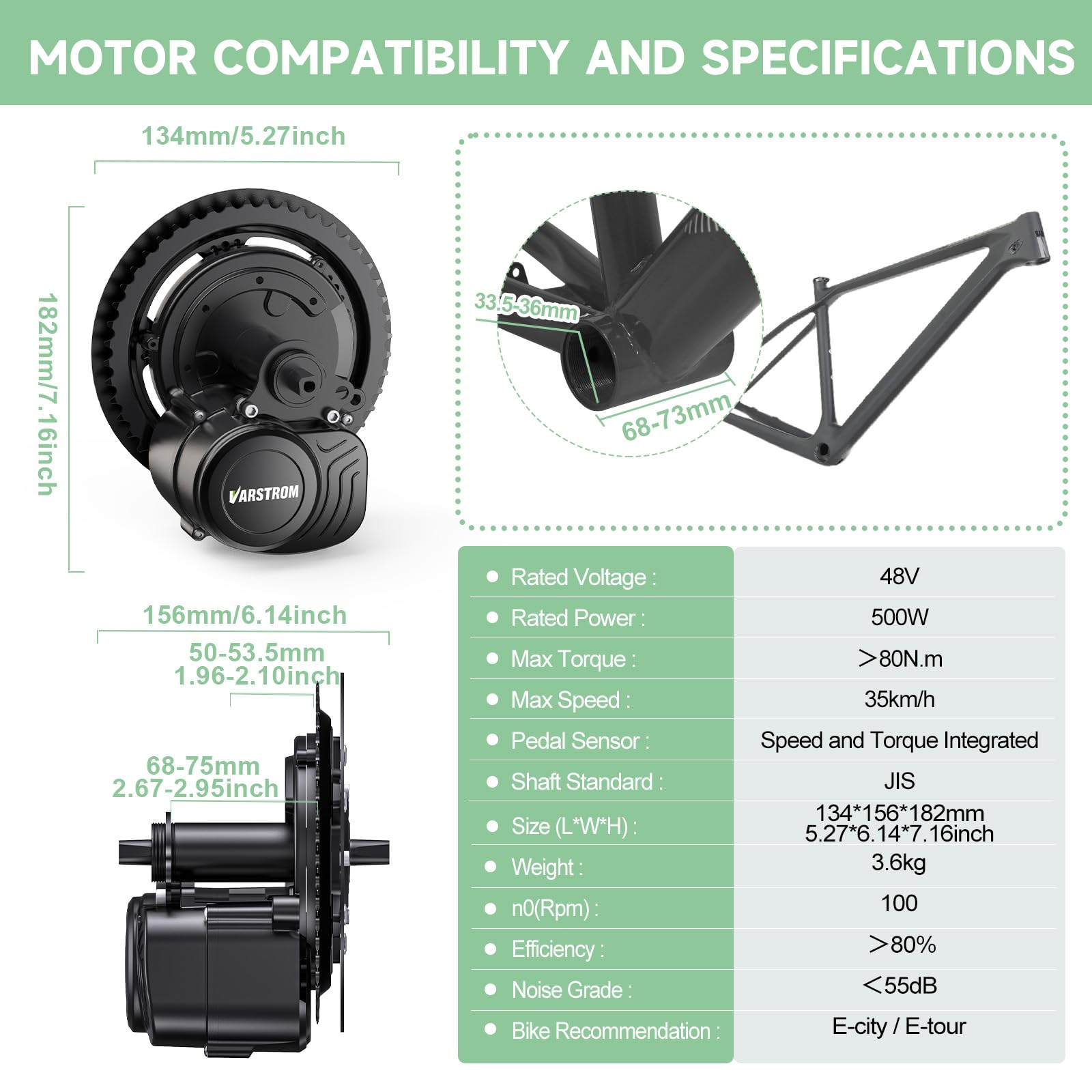 TSDZ Mittelmotor 48V 500W TSDZ-2B, Elektrofahrrad Umbausatz mit EKD01-Multilanguage Ebike Anzeige for BB68mm Moutainbike