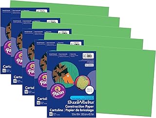 Prang Construction Paper, Bright Green, 12" x 18", 50 Sheets Per Pack, 5 Packs