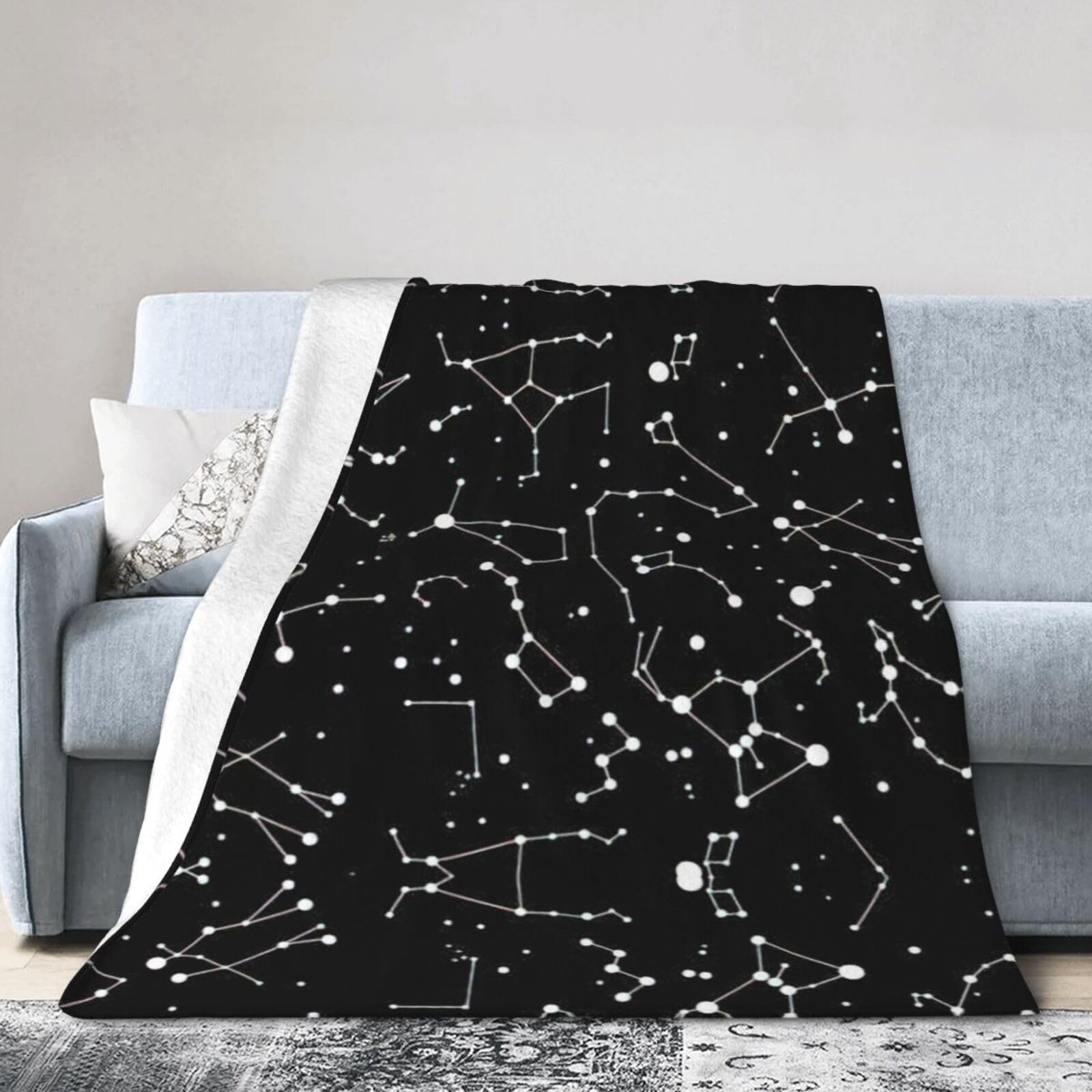 Soft Cosy Fleece Warm Throw Starry Divination Constellation Print Blanket