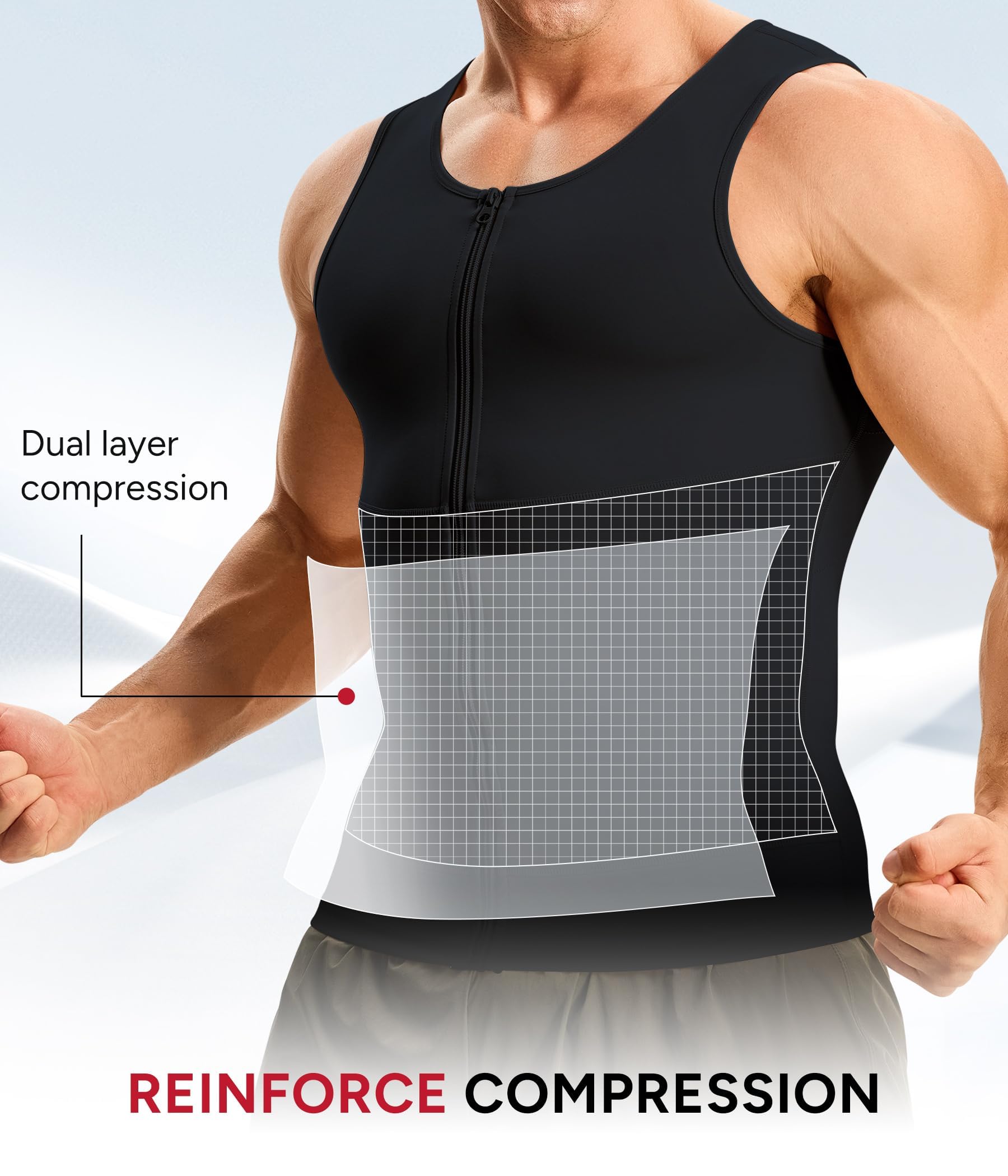 Junlan Maglietta Compressione Uomo Canotta Contenitiva Snellente Intimo Modellante Dimagrante Canotte Sportivo Fitness Canottiera Magliette