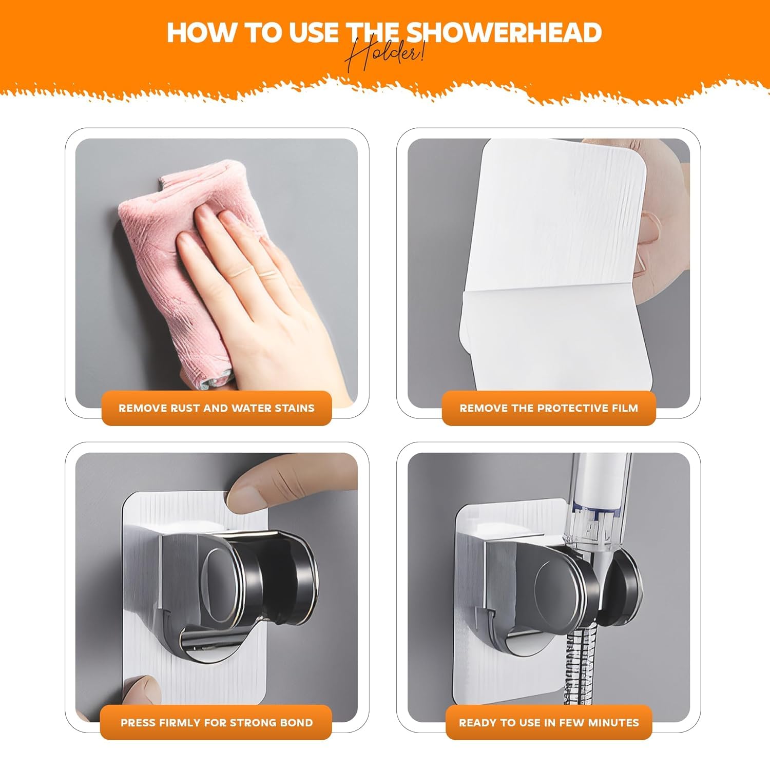 Self Adhesive Hand Shower Holder - No Drill! -8 Self Adhesive Hand Shower Holder - No Drill! -8