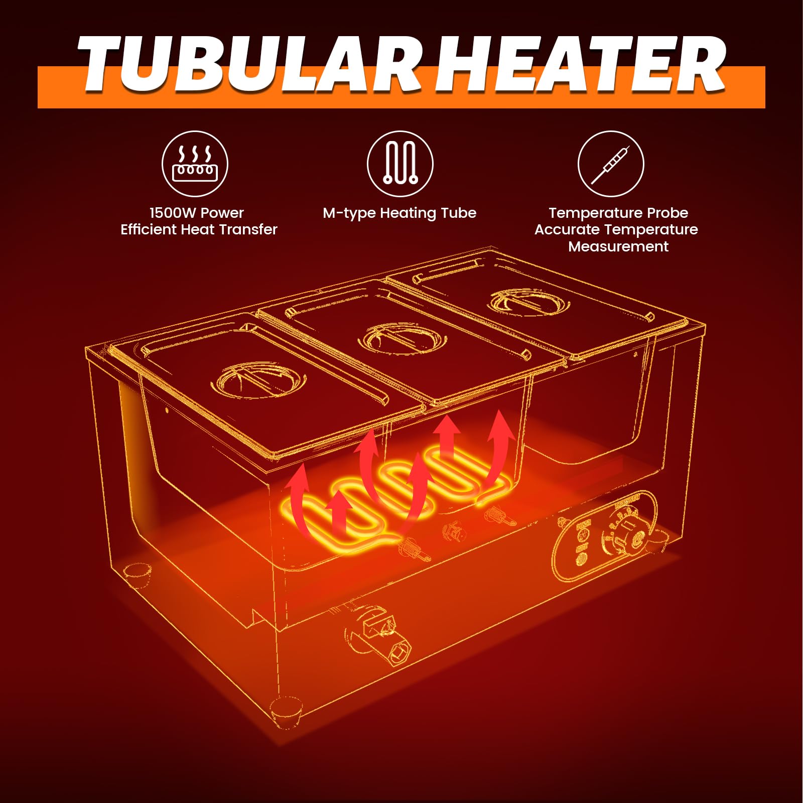 Bain Marie Électrique en Acier Inoxydable 1500W, 3X 1/3 GN Récipients avec Couvercle,Température réglable 30°C - 85 °C, Chauffe-Plats Buffet