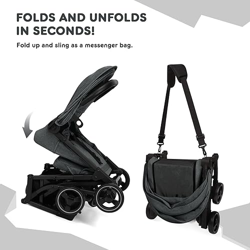 Miniatura 7 de Ringo Cochecito paraguas ultra compacto, cochecito de viaje ligero para bebés y niños pequeños, respaldo ajustable fácil de plegar y arnés de 5