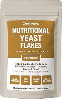 Coolinario Fortified Nutritional Yeast Flakes (10 OZ) Savory Cheese-Like Flavor for Vegan Cooking | Rich in B-Vitamins, Protein & Fiber | Ideal for Pasta, Popcorn & Sauces | Gluten-Free & Vegan